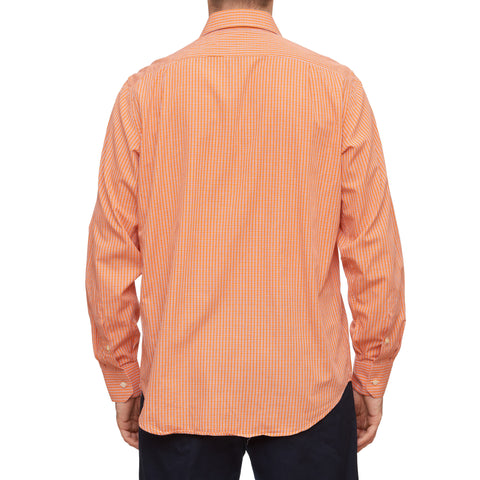 LES COPAINS Orange Checked Cotton Dress Shirt EU 41 US 16