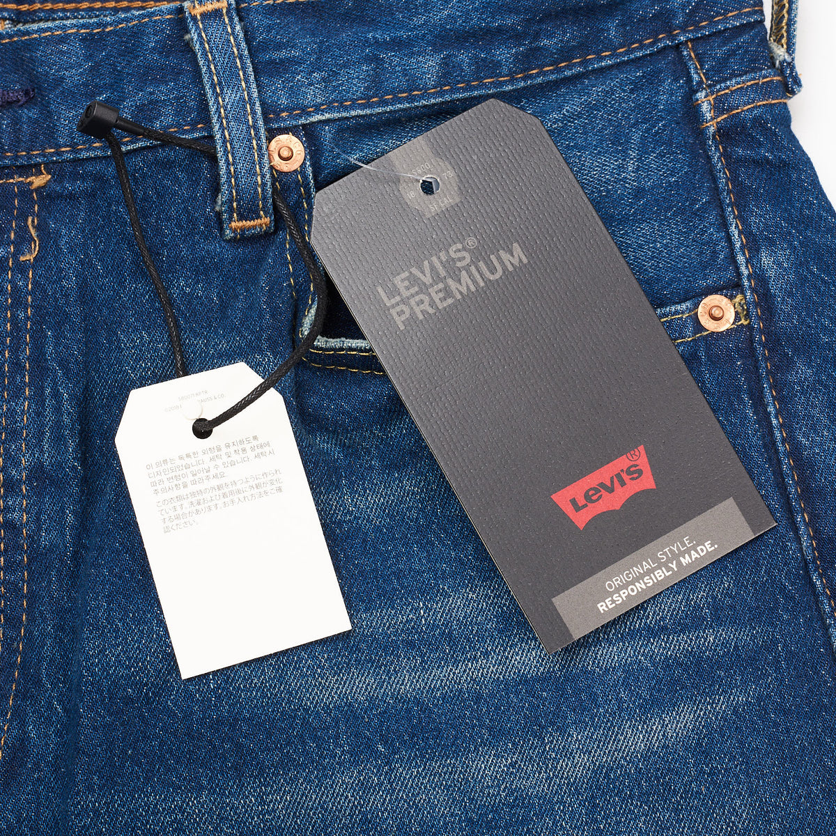 LEVI'S Premium 501 Blue Stretch Big E Denim Straight Fit Jeans Pants NEW W34 L30 LEVI'S