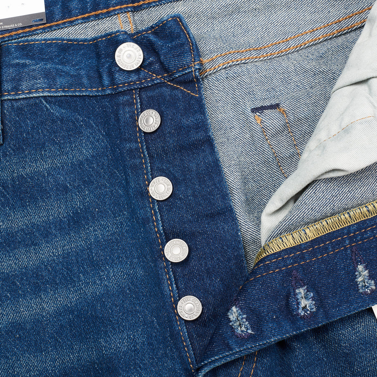 LEVI'S Premium 501 Blue Stretch Big E Denim Straight Fit Jeans Pants NEW W34 L30 LEVI'S