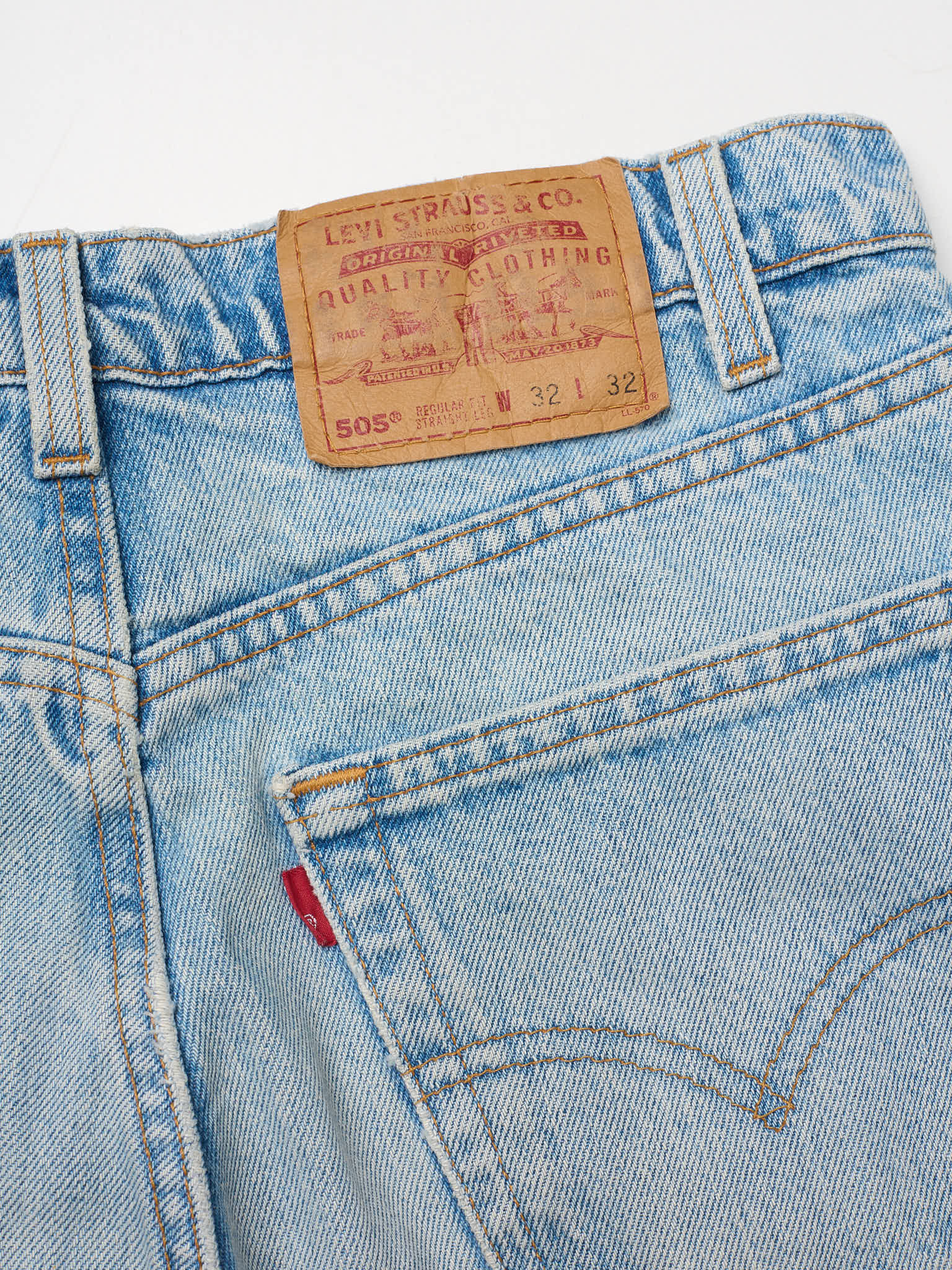LEVI'S 505 Made in USA Faded Blue Cotton Jeans