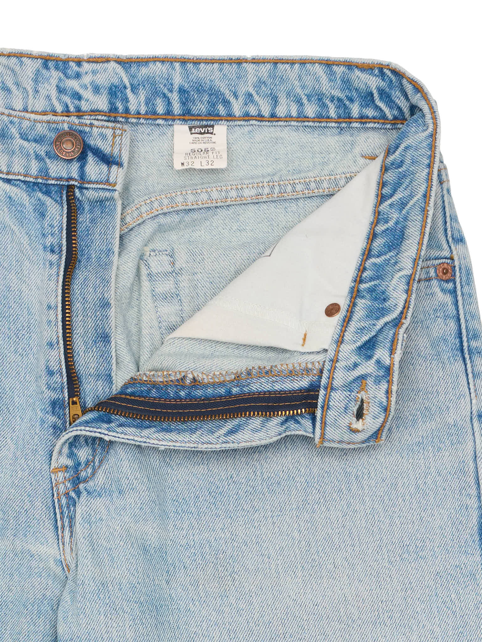 LEVI'S 505 Made in USA Faded Blue Cotton Jeans