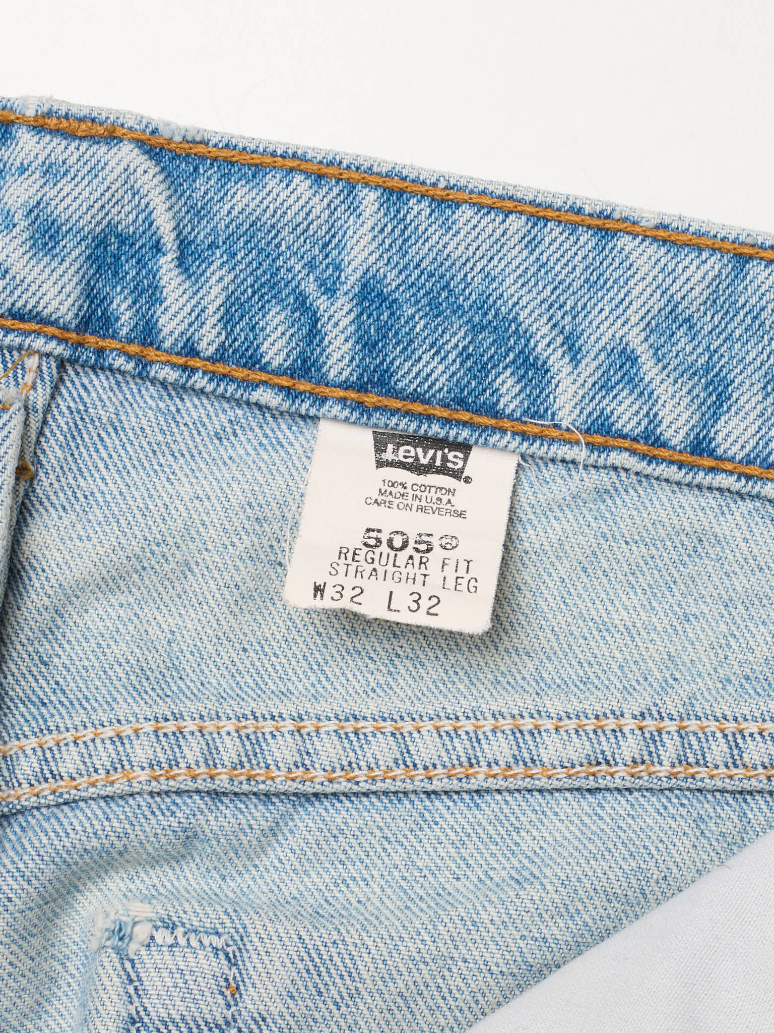 LEVI'S 505 Made in USA Faded Blue Cotton Jeans