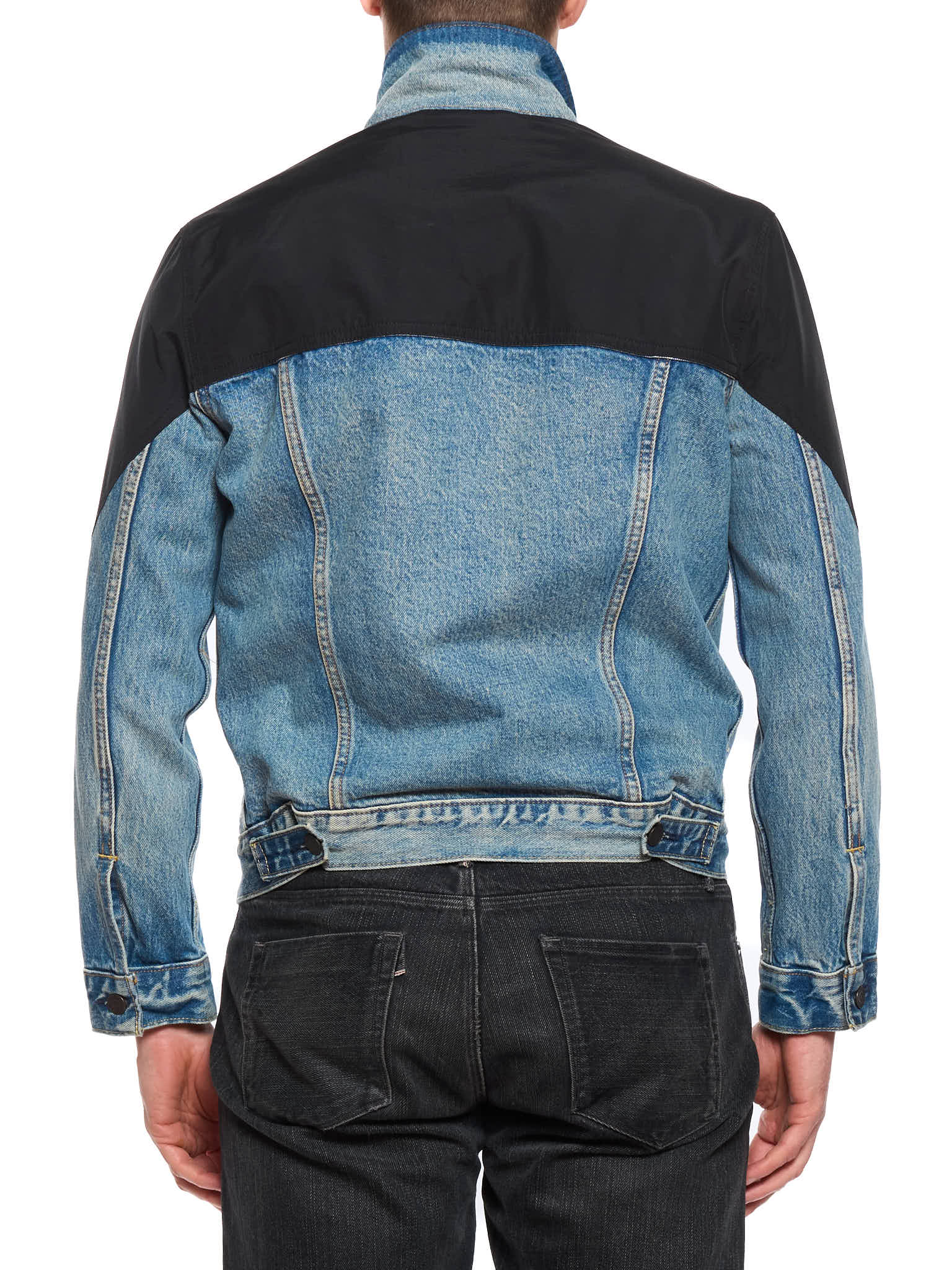 LEVI'S Premium Blue and Black Denim Mockneck Trucker Jacket