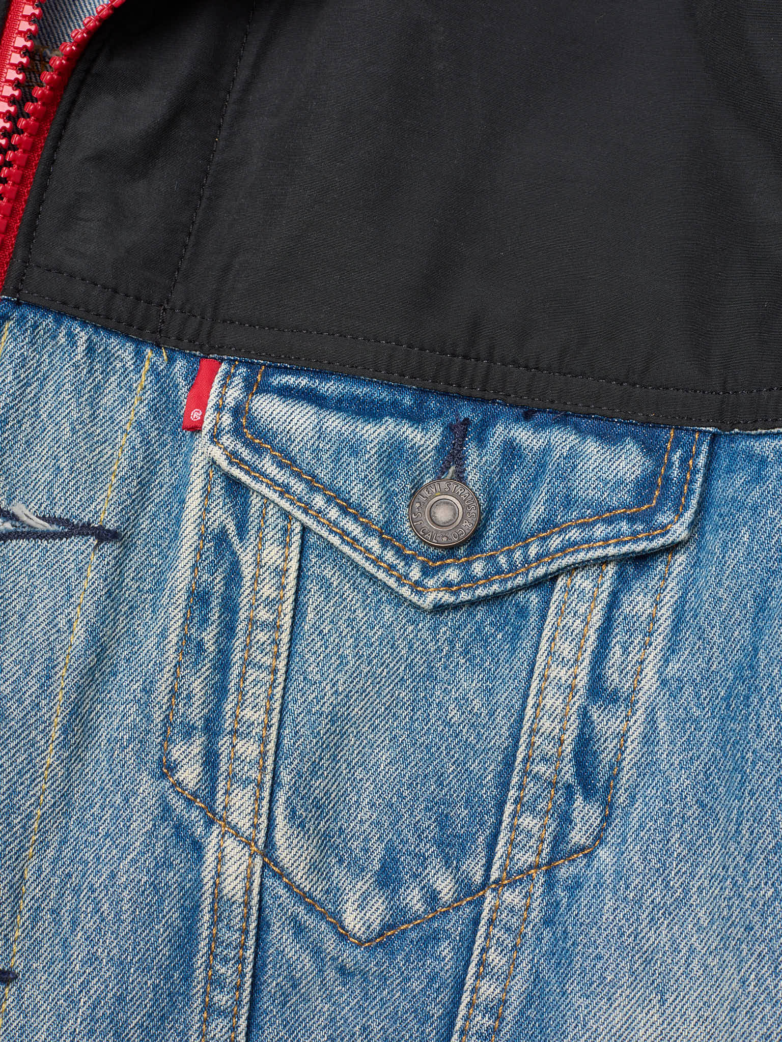LEVI'S Premium Blue and Black Denim Mockneck Trucker Jacket