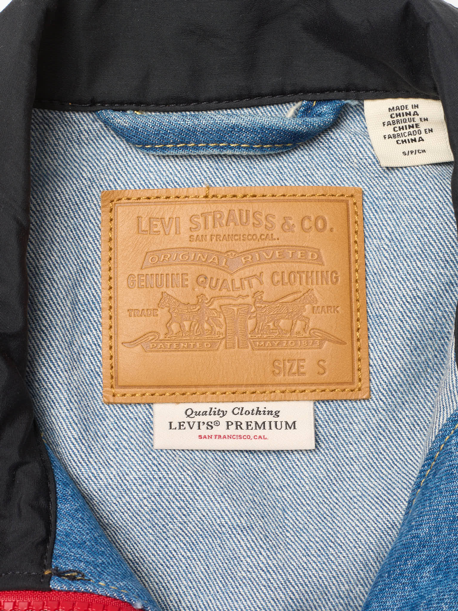 LEVI'S Premium Blue and Black Denim Mockneck Trucker Jacket
