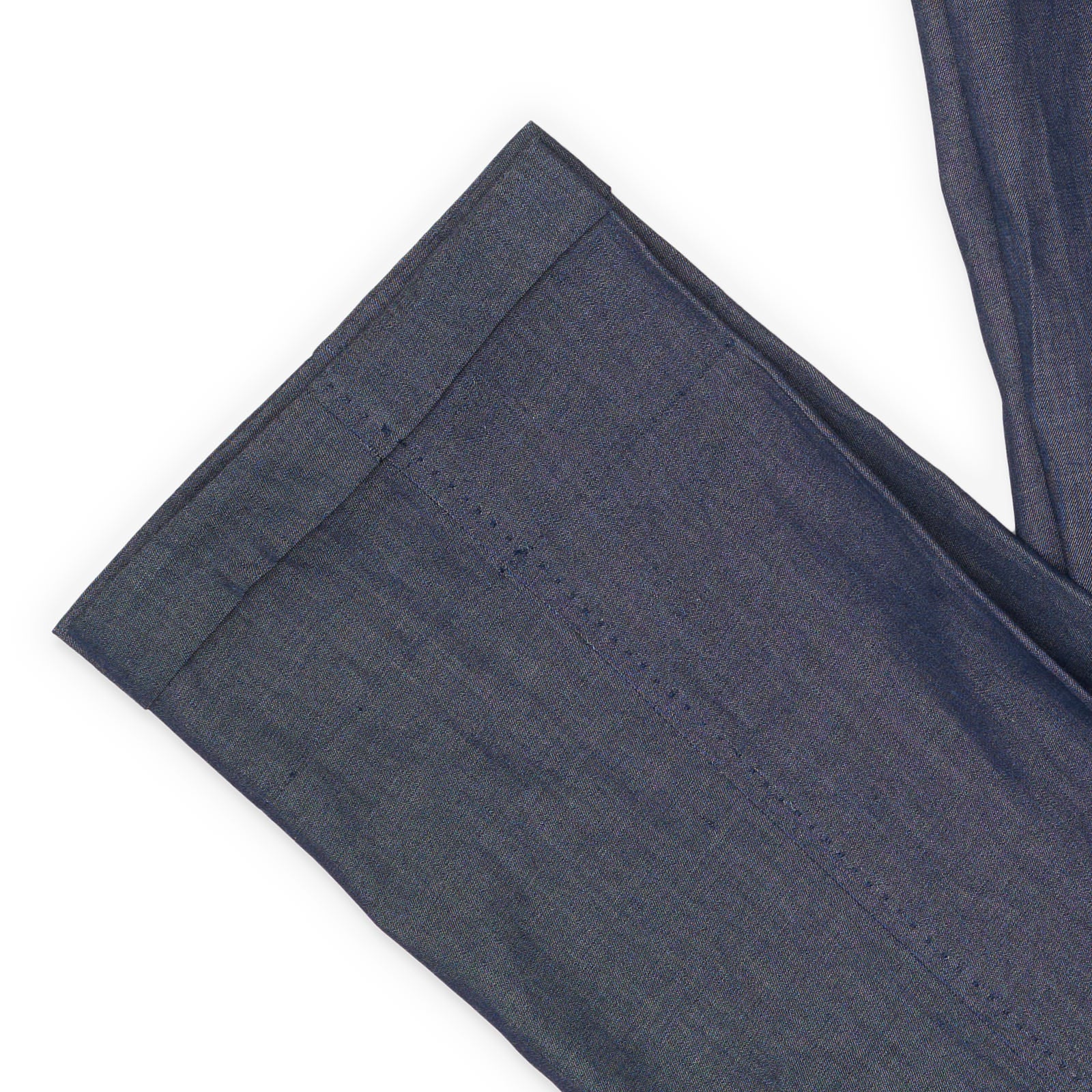 Rubinacci LH Handmade Bespoke Blue Double Pleated Pants EU 50 US 34