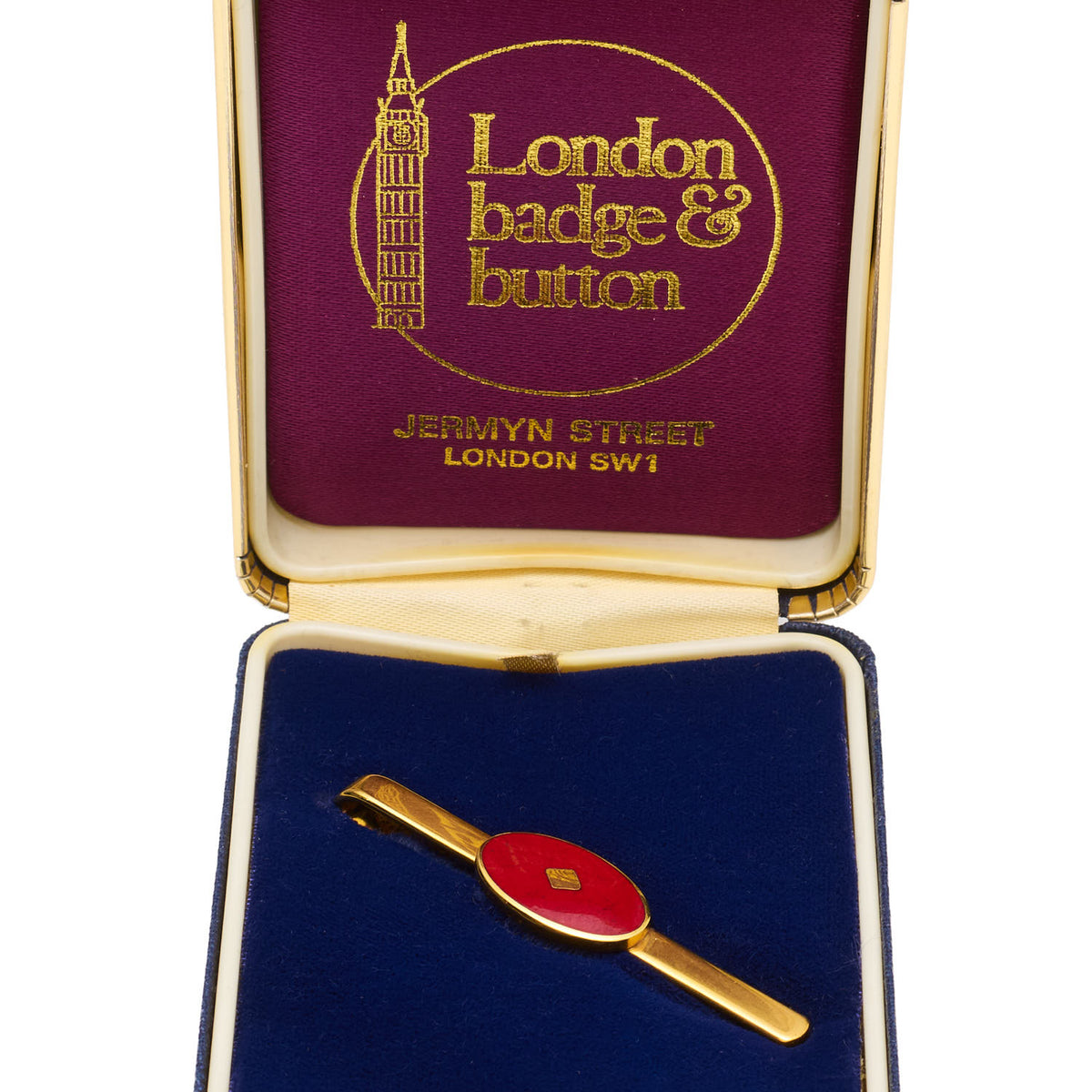 LONDON BADGE & BUTTON Gold Enamel Vintage Tie Clip NOS