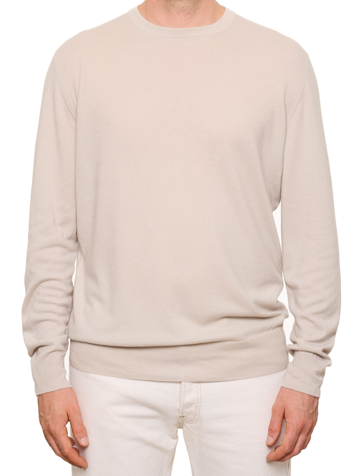 LORO PIANA Beige Baby Cashmere Classic Crewneck Sweater NEW
