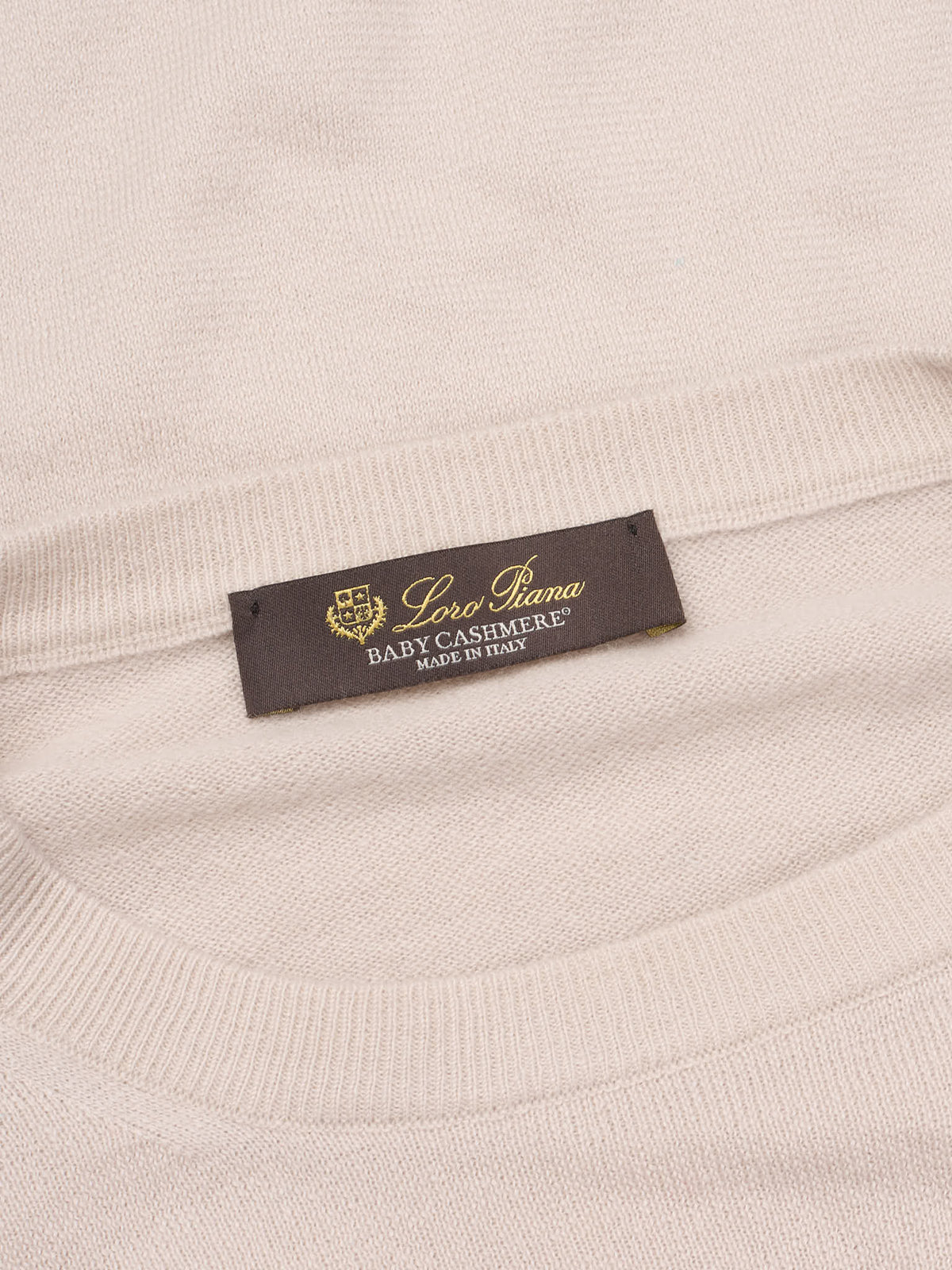 LORO PIANA Beige Baby Cashmere Classic Crewneck Sweater NEW