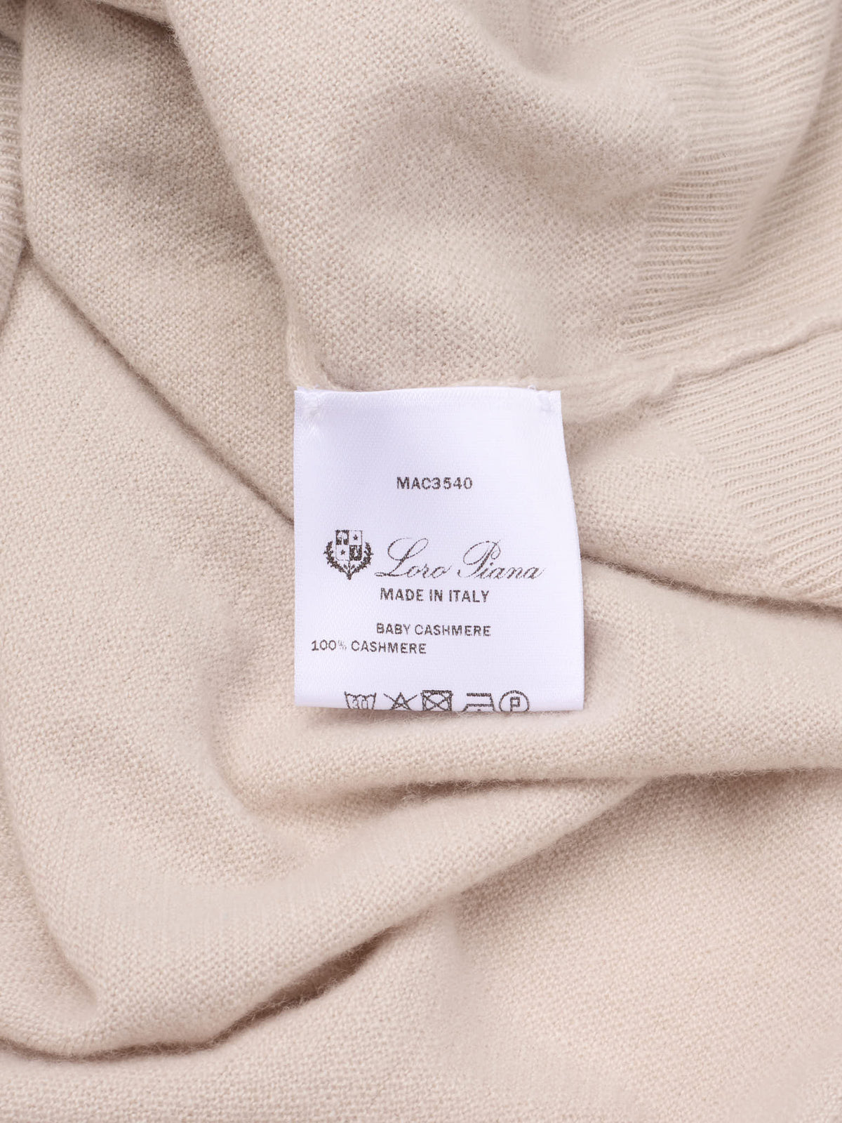 LORO PIANA Beige Baby Cashmere Classic Crewneck Sweater NEW