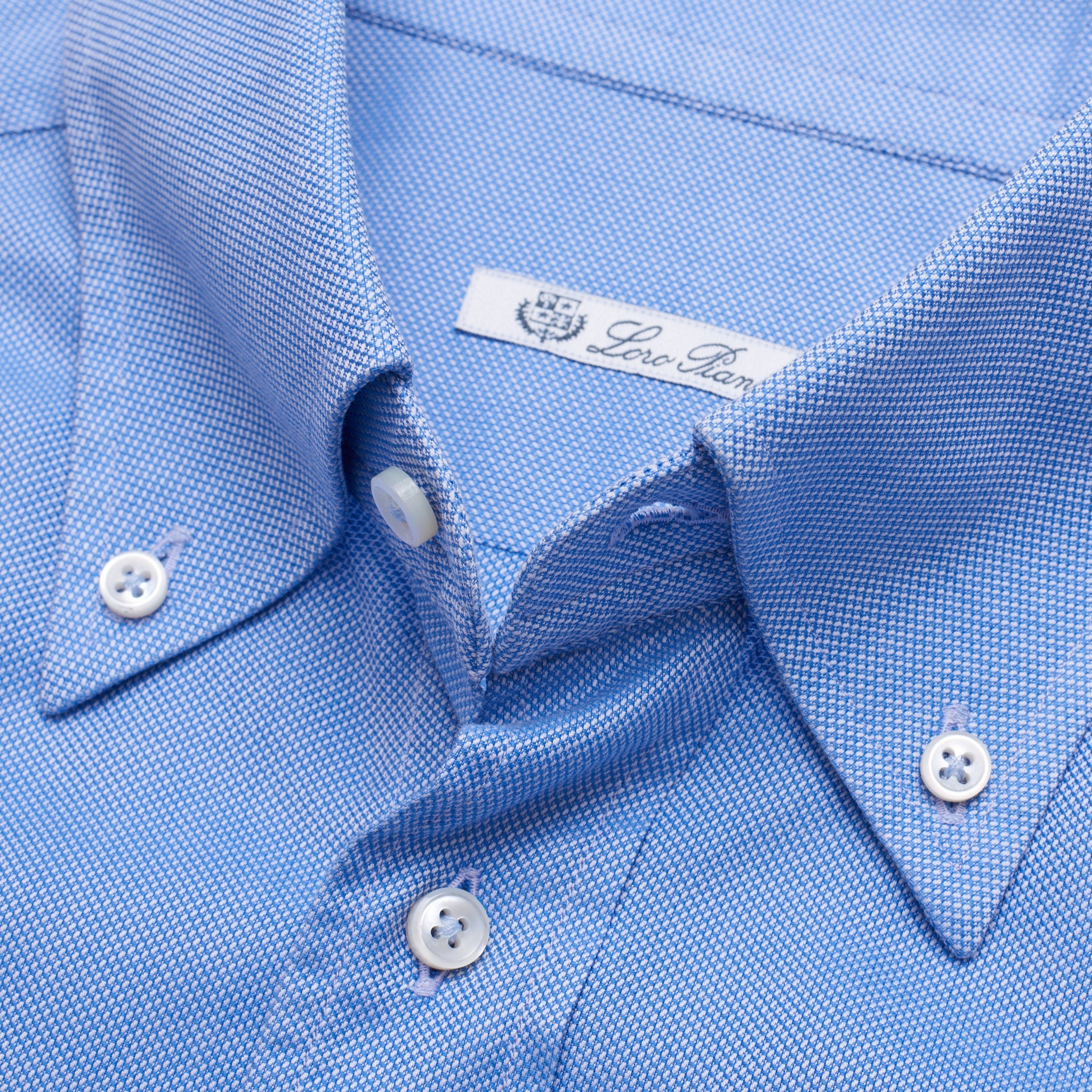 LORO PIANA Bespoke Blue Oxford Cotton Button-Down Shirt US 16 Slim Fit LORO PIANA