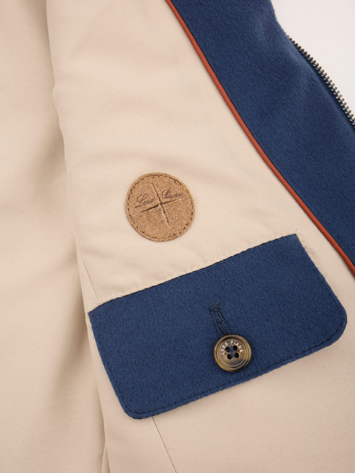 LORO PIANA Blue Cashmere Suede Trims Vest M