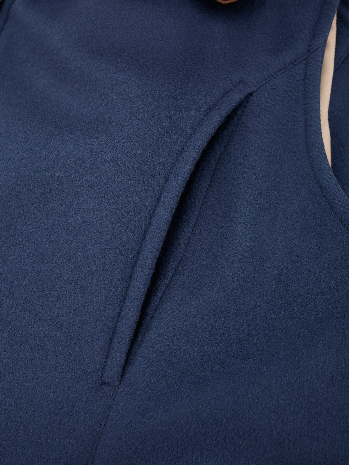 LORO PIANA Blue Cashmere Suede Trims Vest M