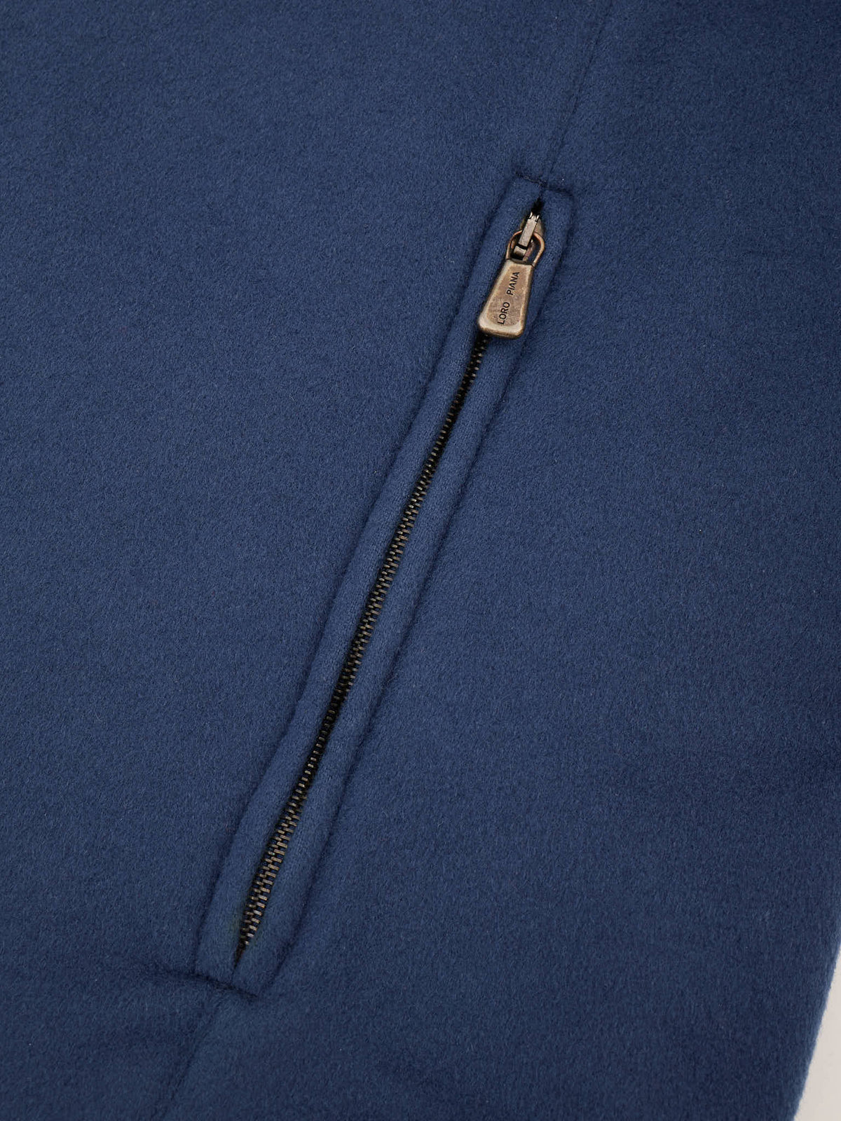 LORO PIANA Blue Cashmere Suede Trims Vest M