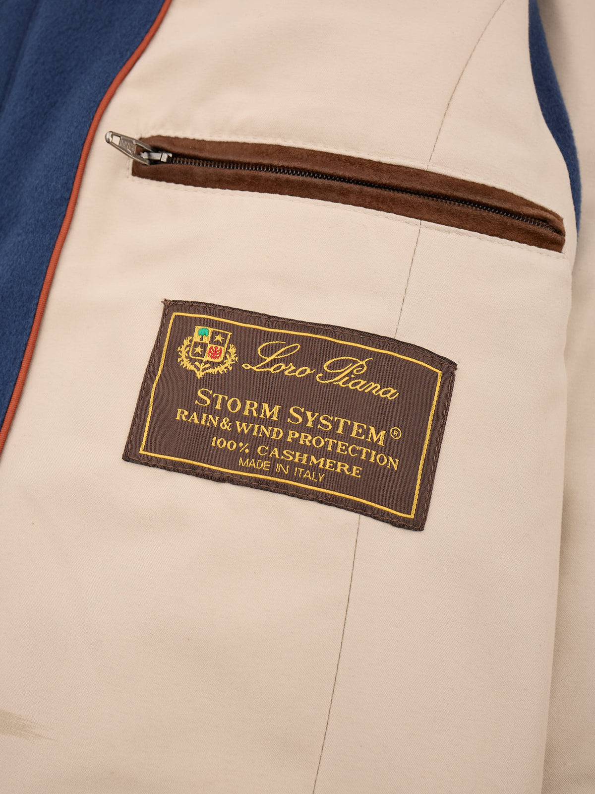 LORO PIANA Blue Cashmere Suede Trims Vest M