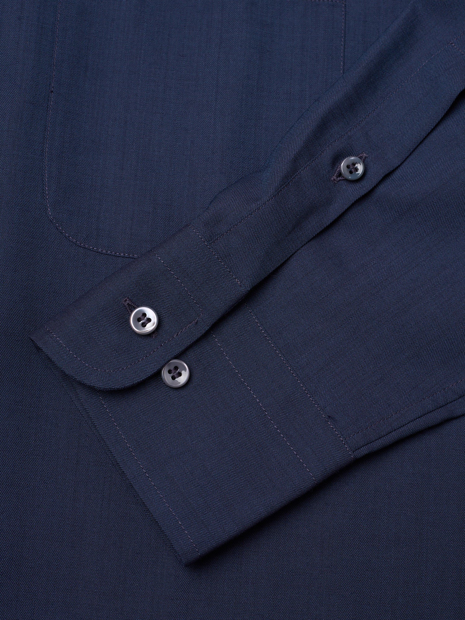 LORO PIANA Navy Virgin Wool 1 Pocket Classic Shirt