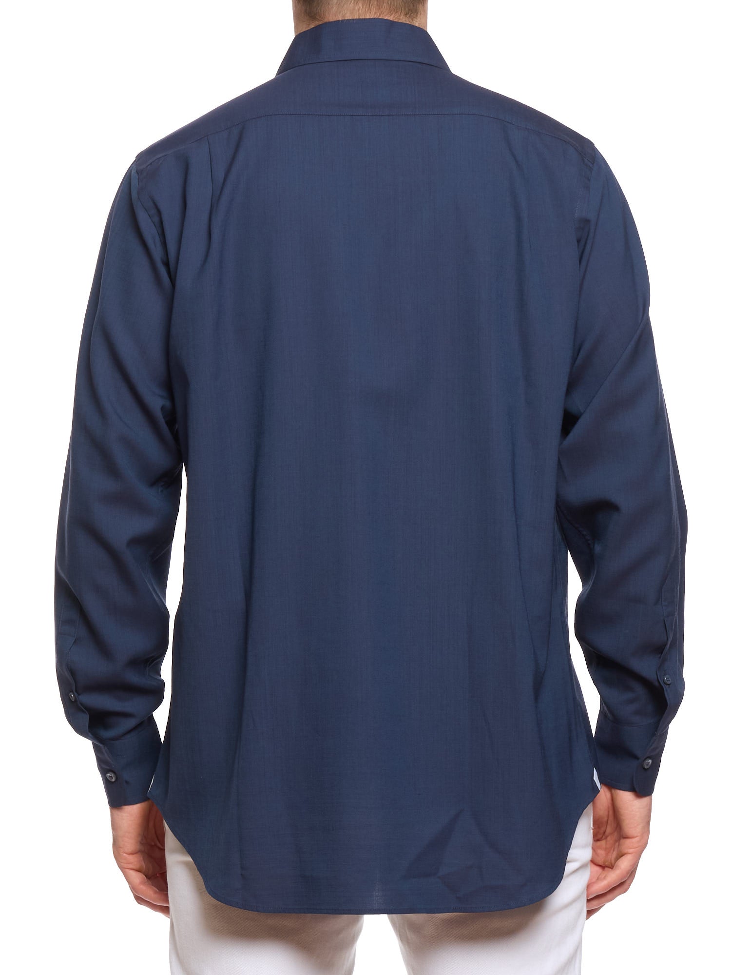 LORO PIANA Navy Virgin Wool 1 Pocket Classic Shirt