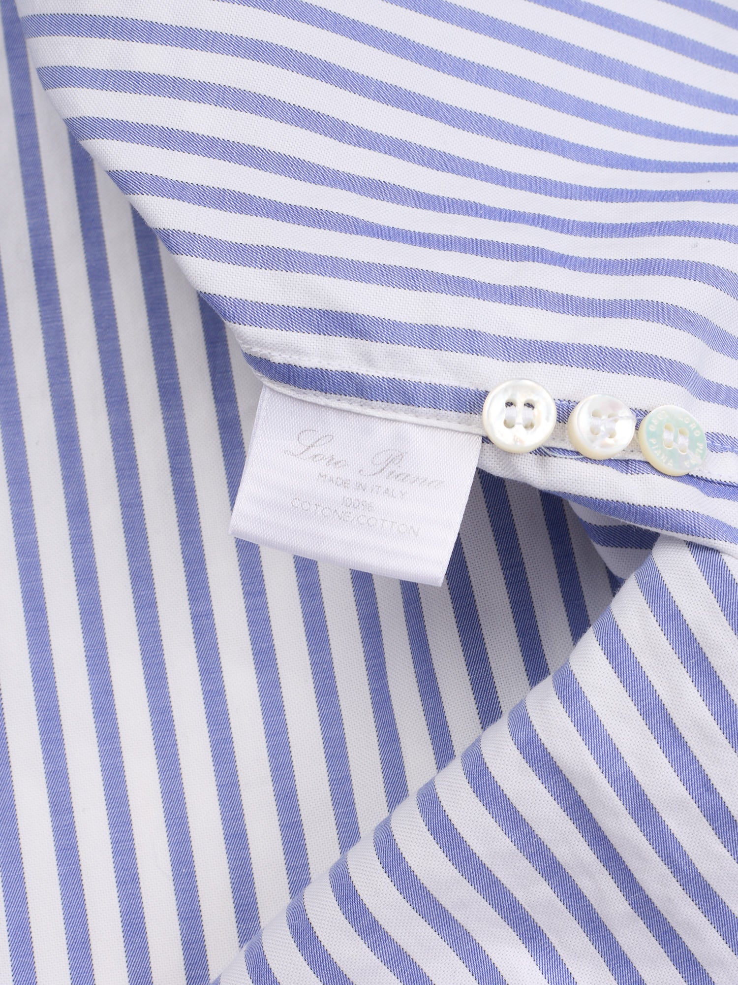 LORO PIANA White-Blue Striped 1 Pocket Classic Shirt