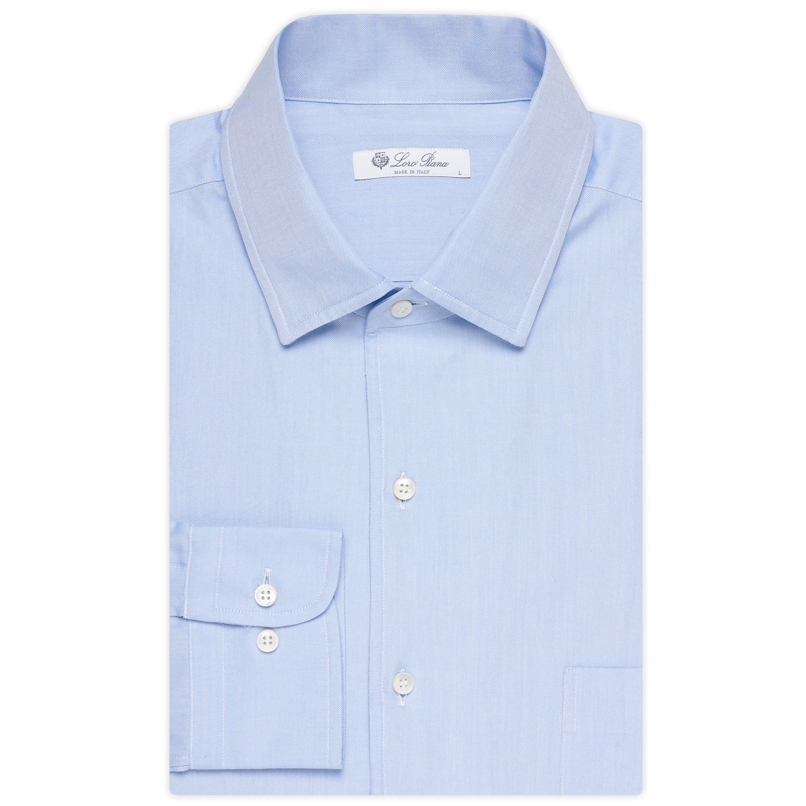 LORO PIANA "André" Blue Oxford Cotton 1 Pocket Dress Shirt NEW US L