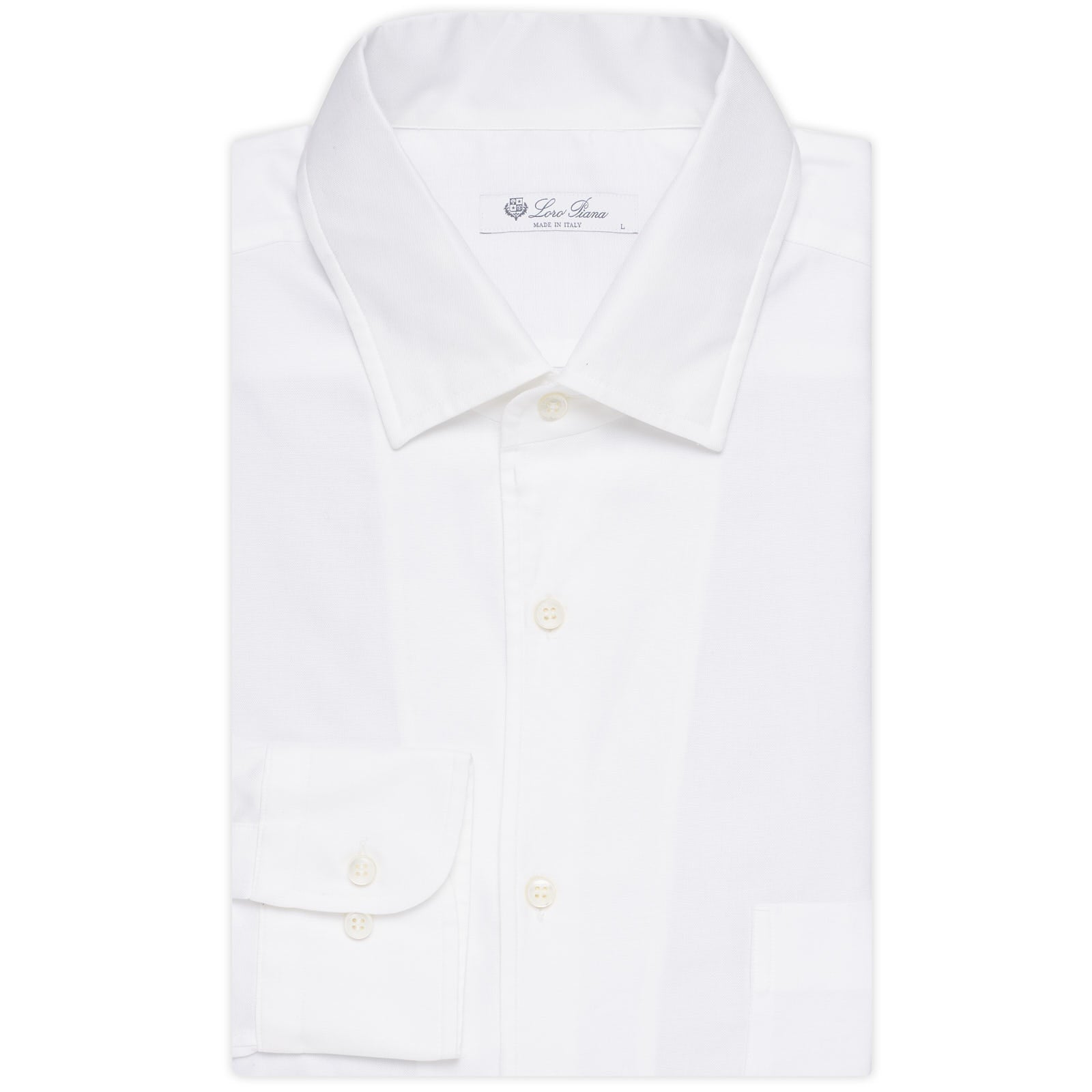LORO PIANA "André" White Oxford Cotton 1 Pocket Dress Shirt NEW US L