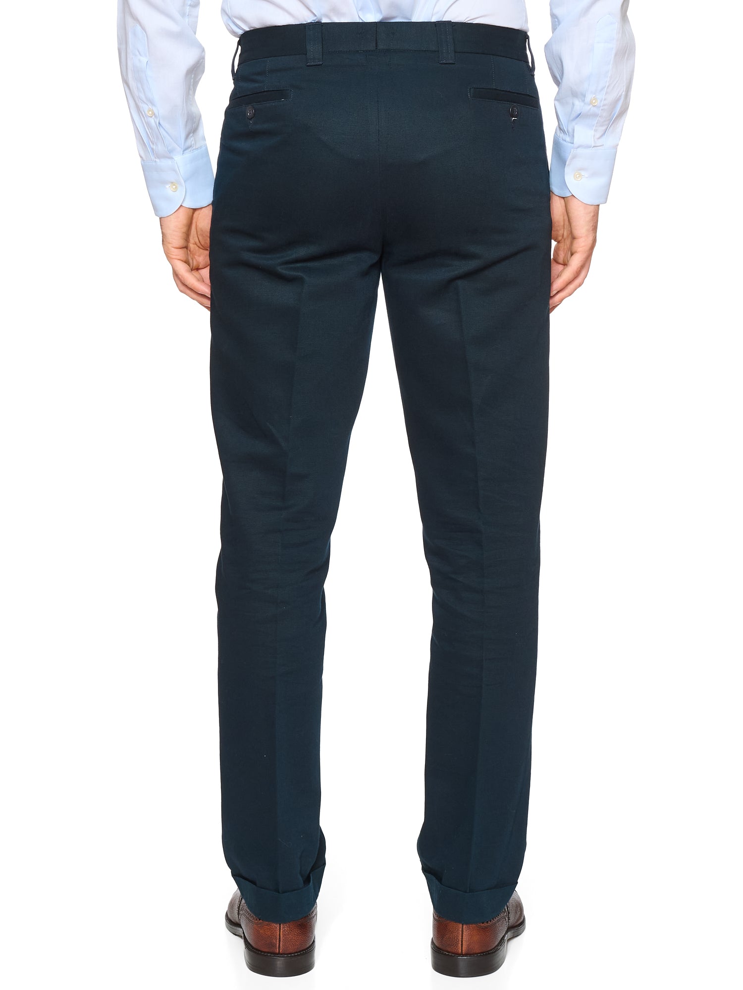 LUCIANO BARBERA Blue Twill Cotton Pants EU 48 US 32