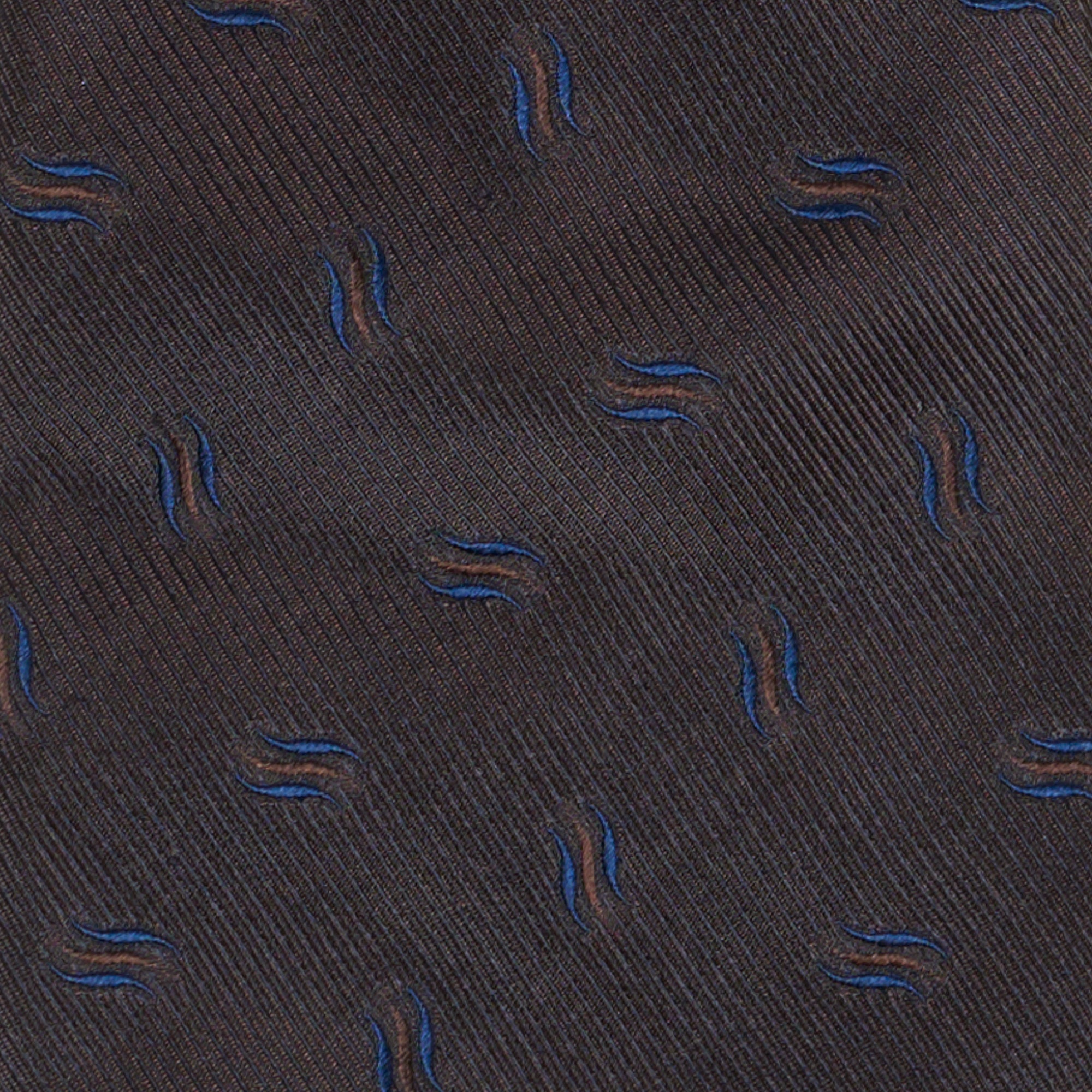 LUCIANO BARBERA Handmade Brown-Blue Striped Macro-Design Silk Tie