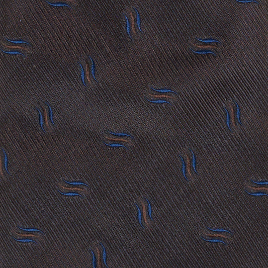 LUCIANO BARBERA Handmade Brown-Blue Striped Macro-Design Silk Tie