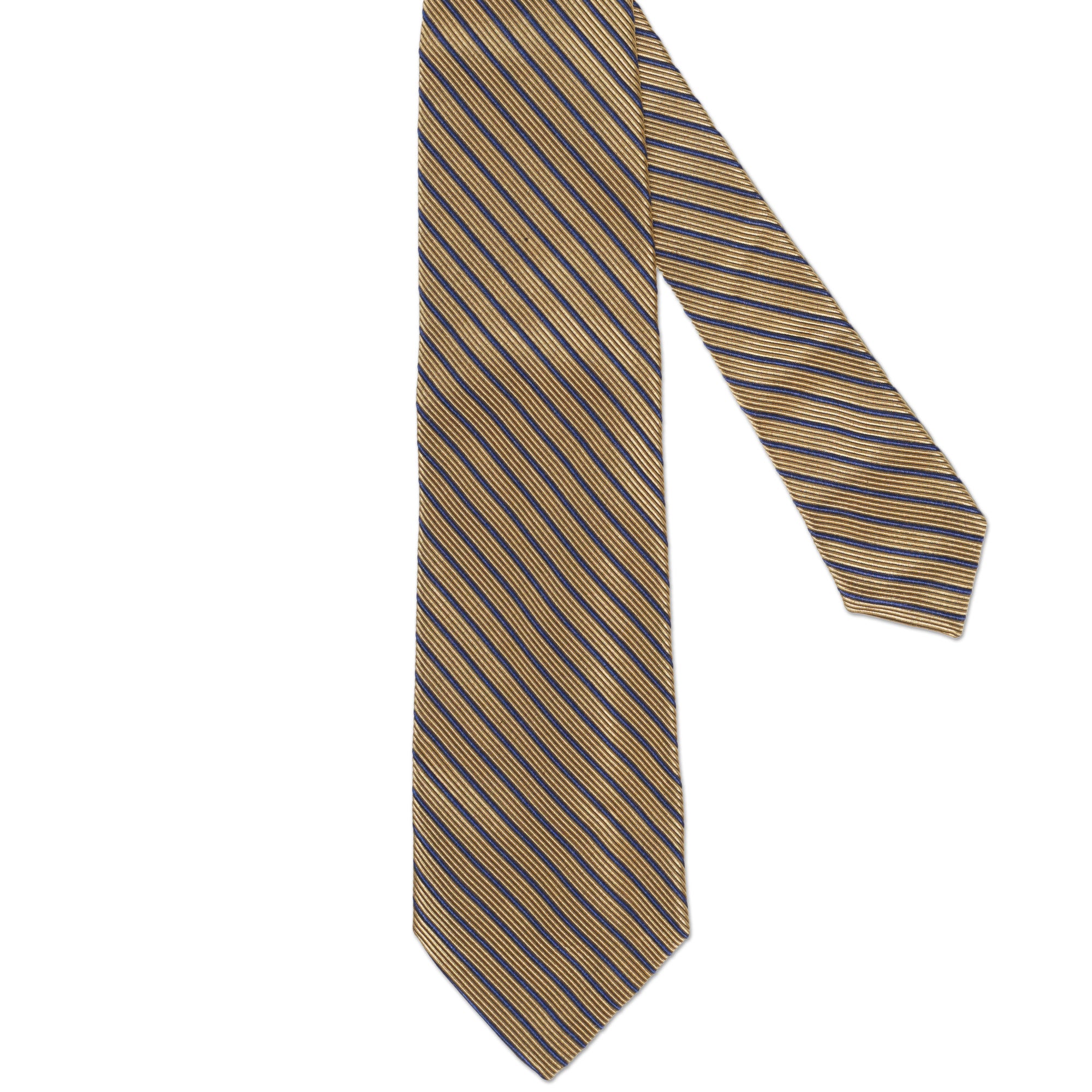 LUCIANO BARBERA Handmade Gold Striped Design Silk-Cotton Tie LUCIANO BARBERA