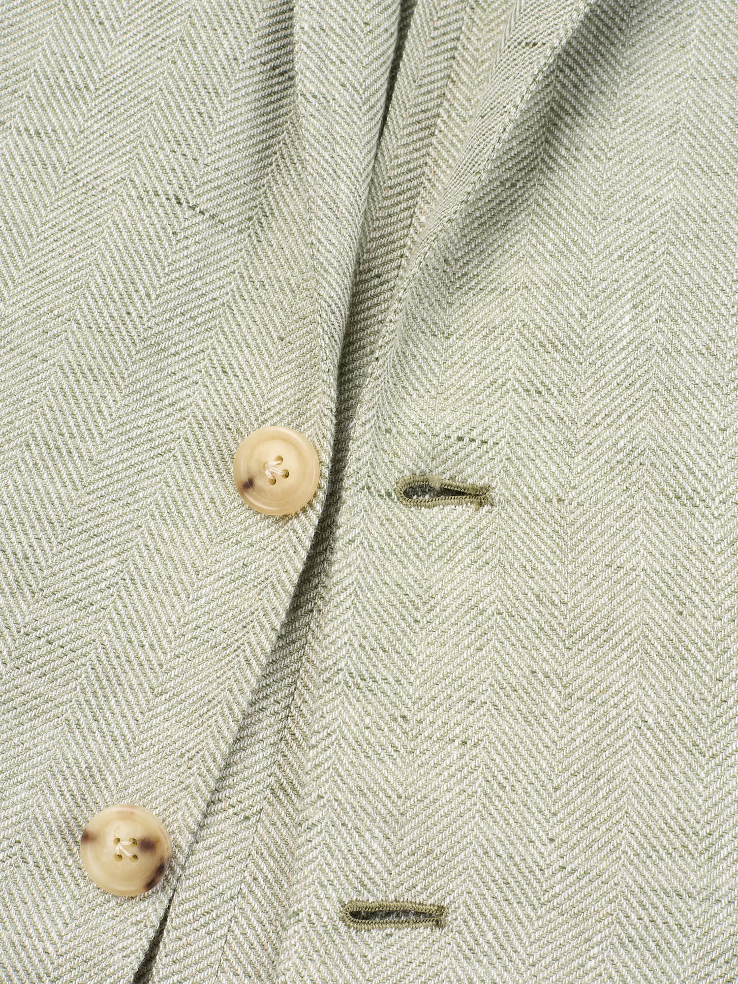 LUIGI BORELLI Handmade "Salina" Green Herringbone Wool-Cotton Jacket
