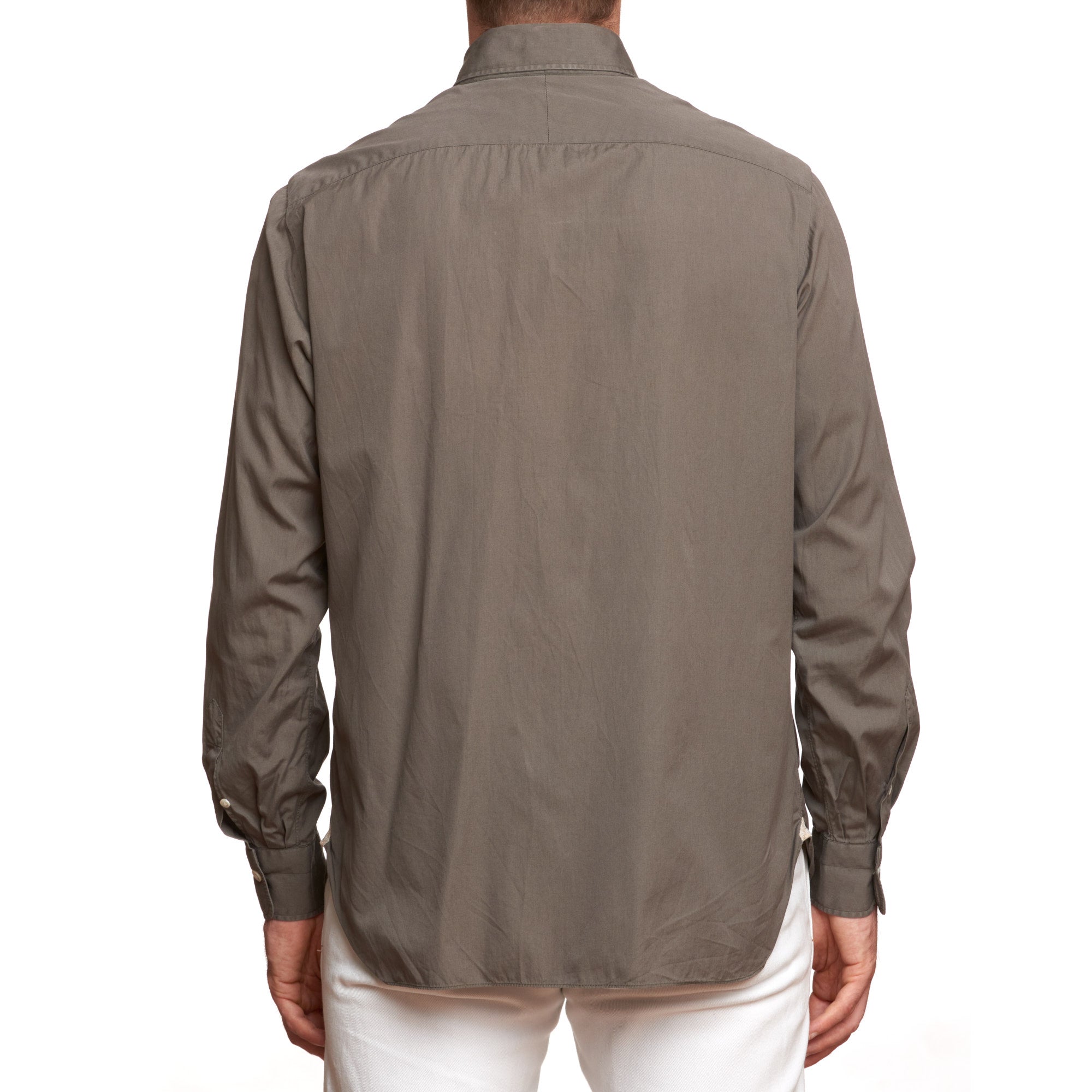 LUIGI BORRELLI Luxury Vintage Gray Cotton Casual Shirt EU 41 US 16 Slim LUIGI BORRELLI