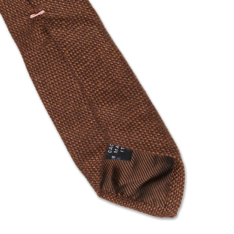 LUIGI BORRELLI Napoli Handmade Solid Brown Cashmere Seven Fold Tie