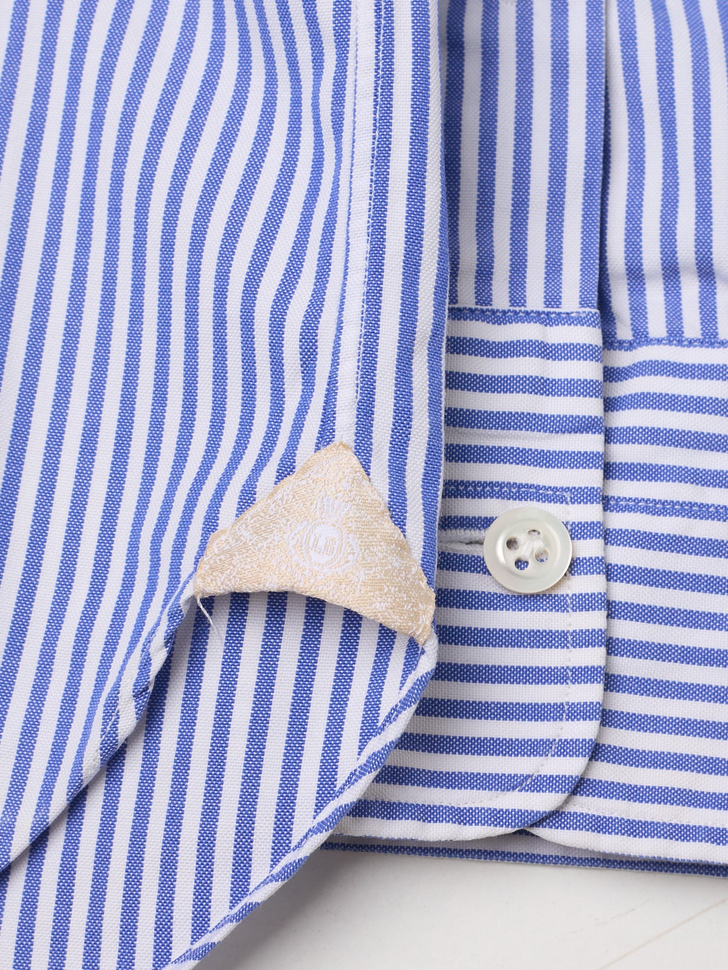 LUIGI BORRELLI "Luxury Vintage" Blue Striped Cotton Dress Shirt
