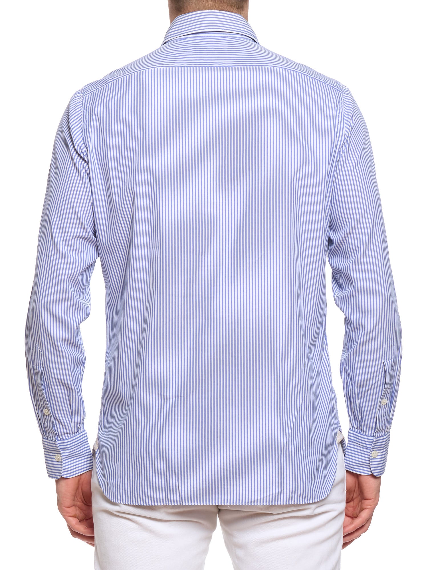 LUIGI BORRELLI "Luxury Vintage" Blue Striped Cotton Dress Shirt