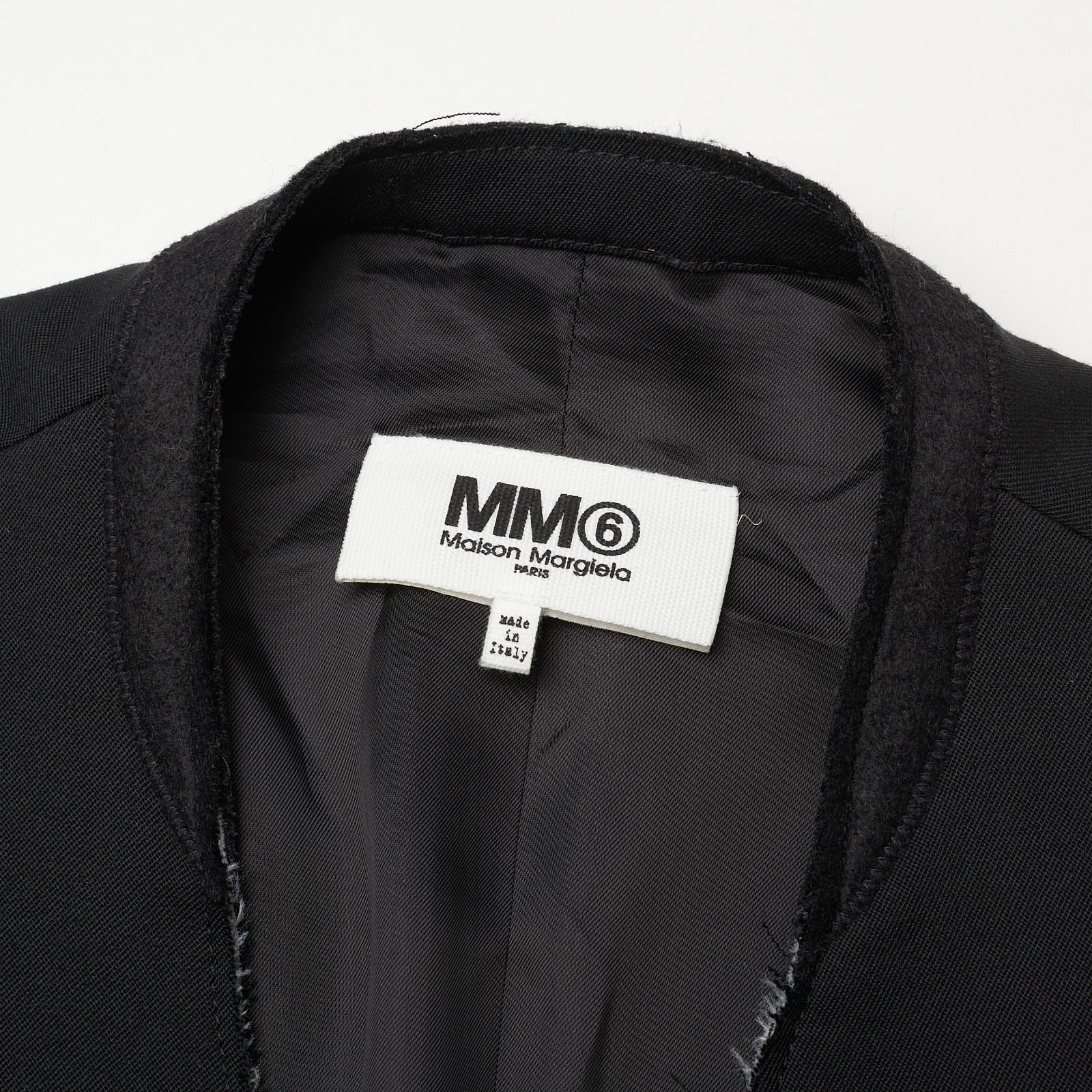 MAISON MARGIELA Paris Black Wool Blend Snap Closure Collarless Jacket EU 52 NEW US 42 MAISON MARGIELA