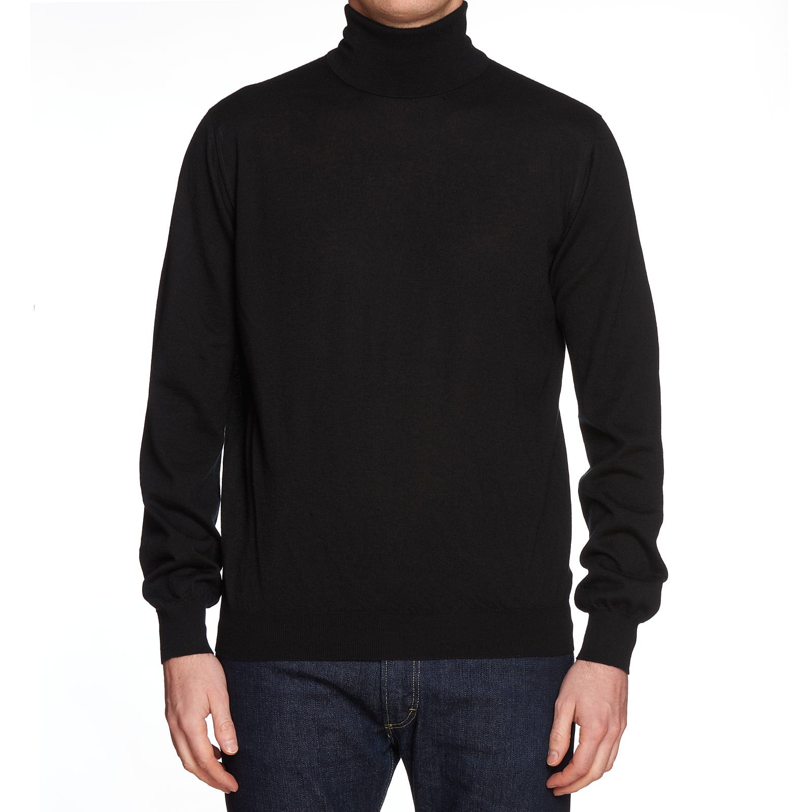 MALO Black Cashmere Ribbed Turtleneck Sweater EU 54 US XL