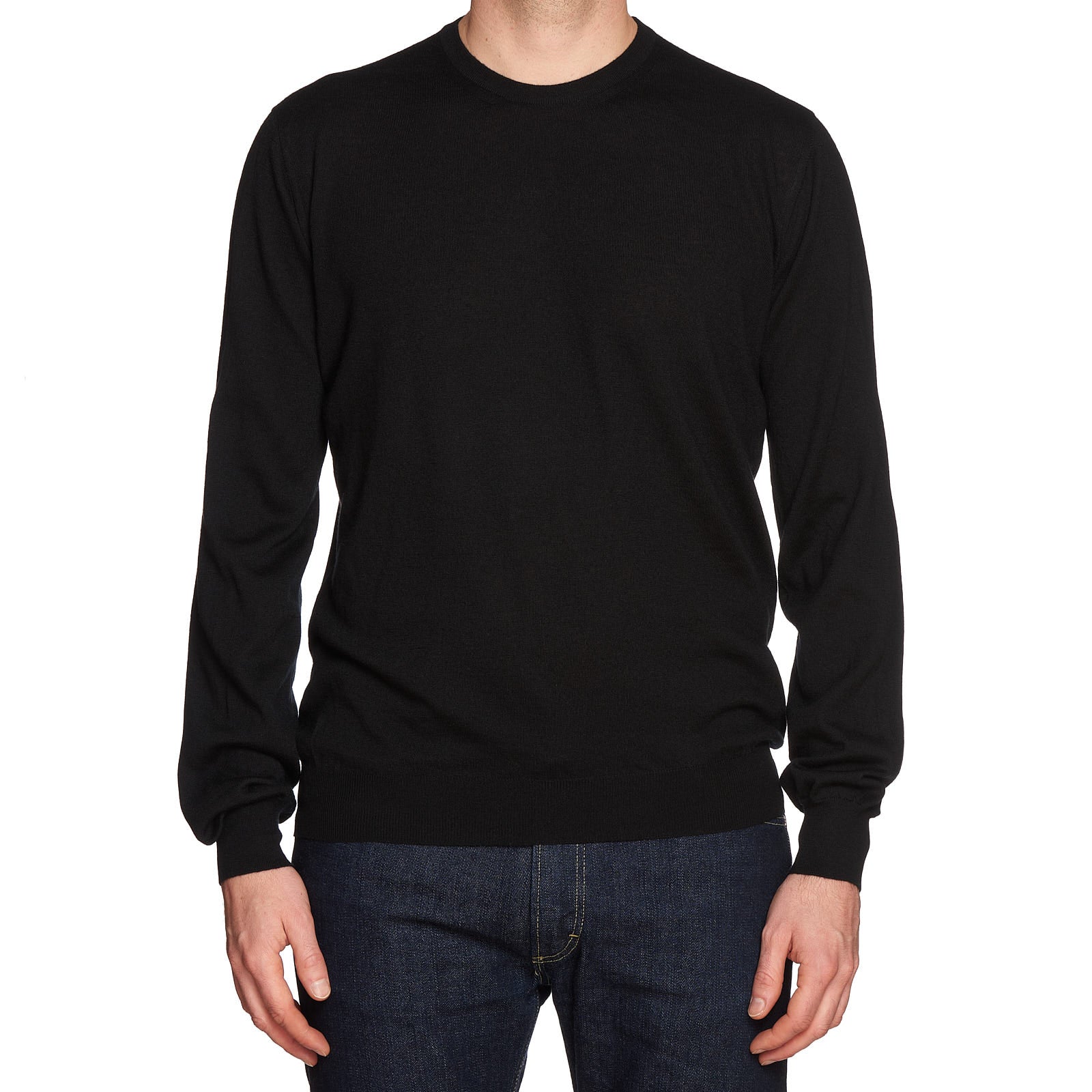 MALO Black Cashmere Crewneck Sweater EU 54 NEW US XL