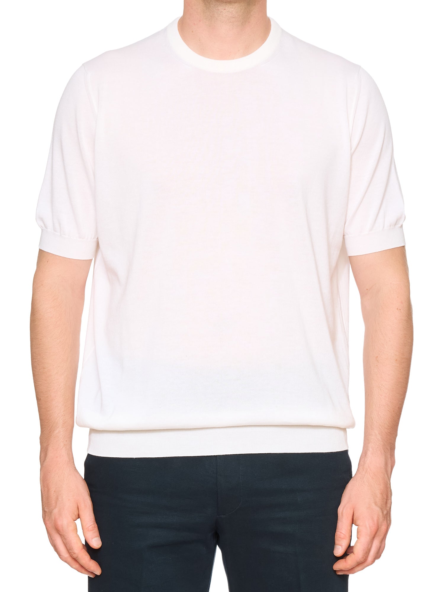 MALO White Cotton Jersey Short Sleeve T-Shirt Size L Slim Fit