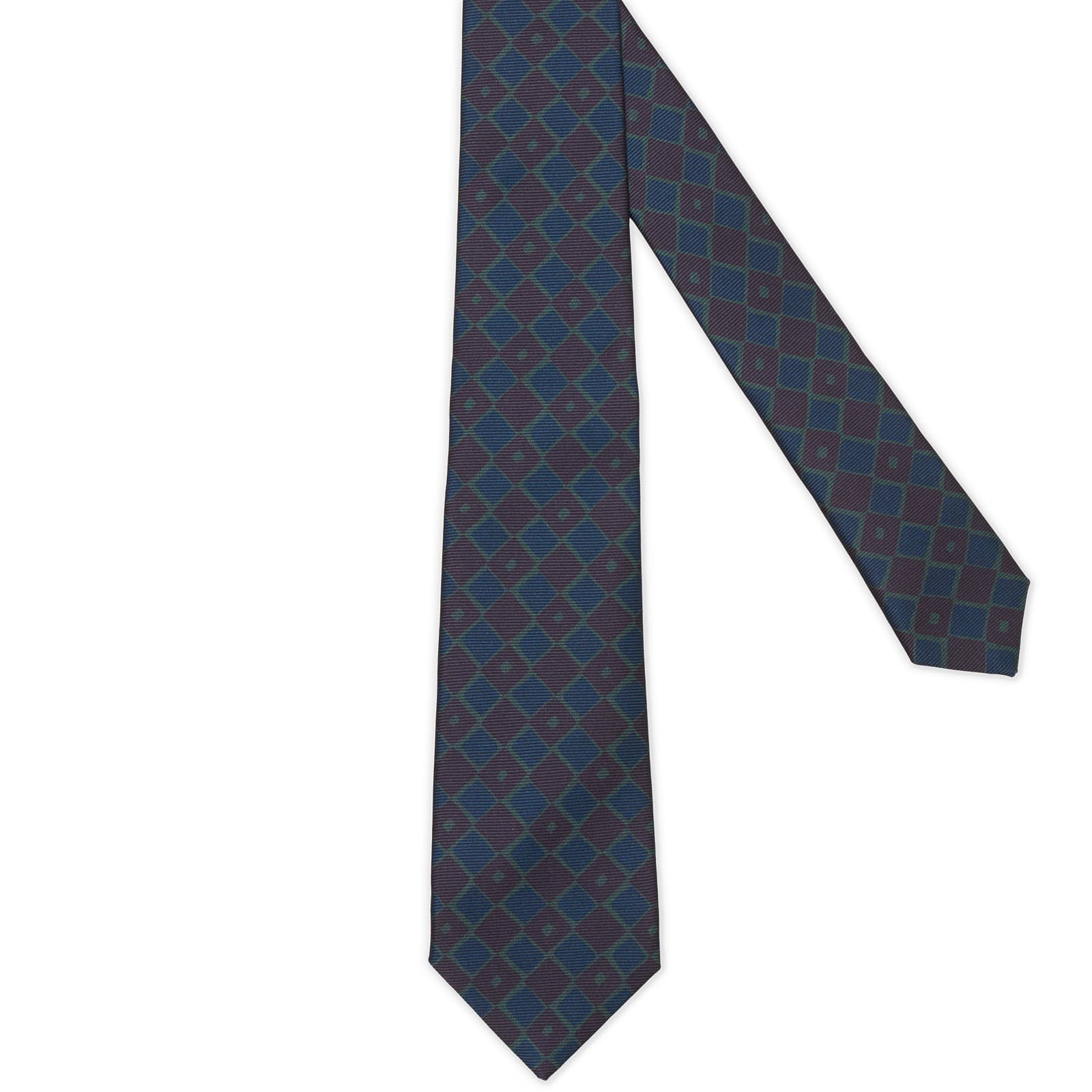 MATTABISCH FOR VANNUCCI Blue-Drak Purple Geometric Silk Tie NEW
