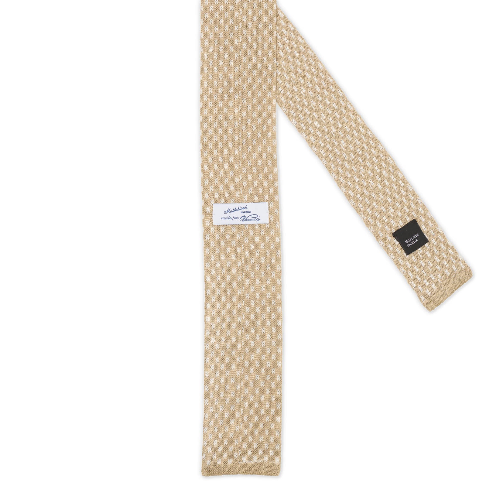 MATTABISCH FOR VANNUCCI Tan Dotted Linen Knit Tie NEW