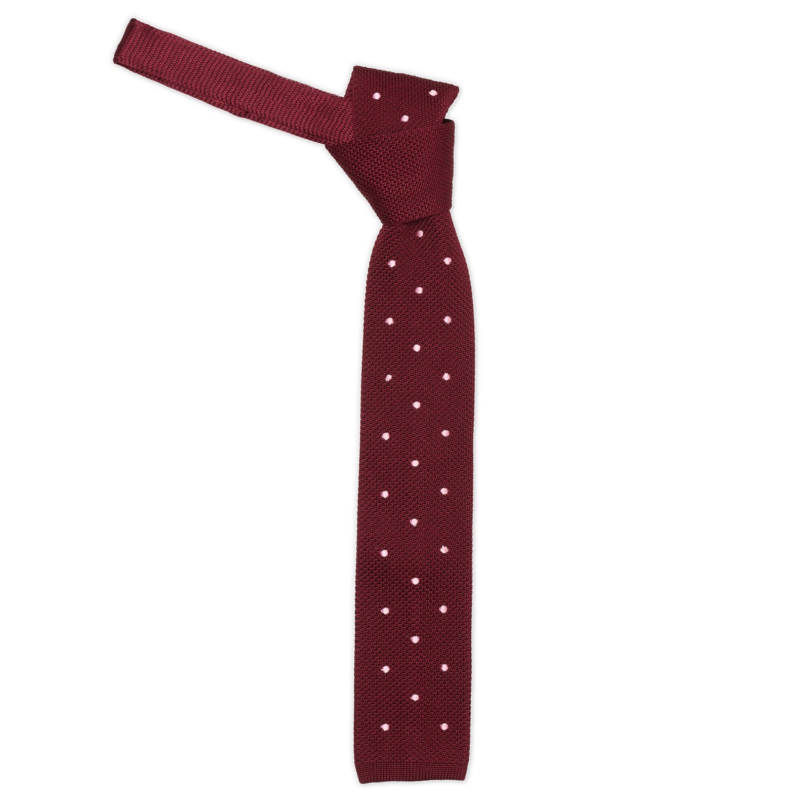 MATTABISCH FOR VANNUCI Burgundy Dotted Silk Knit Tie NEW