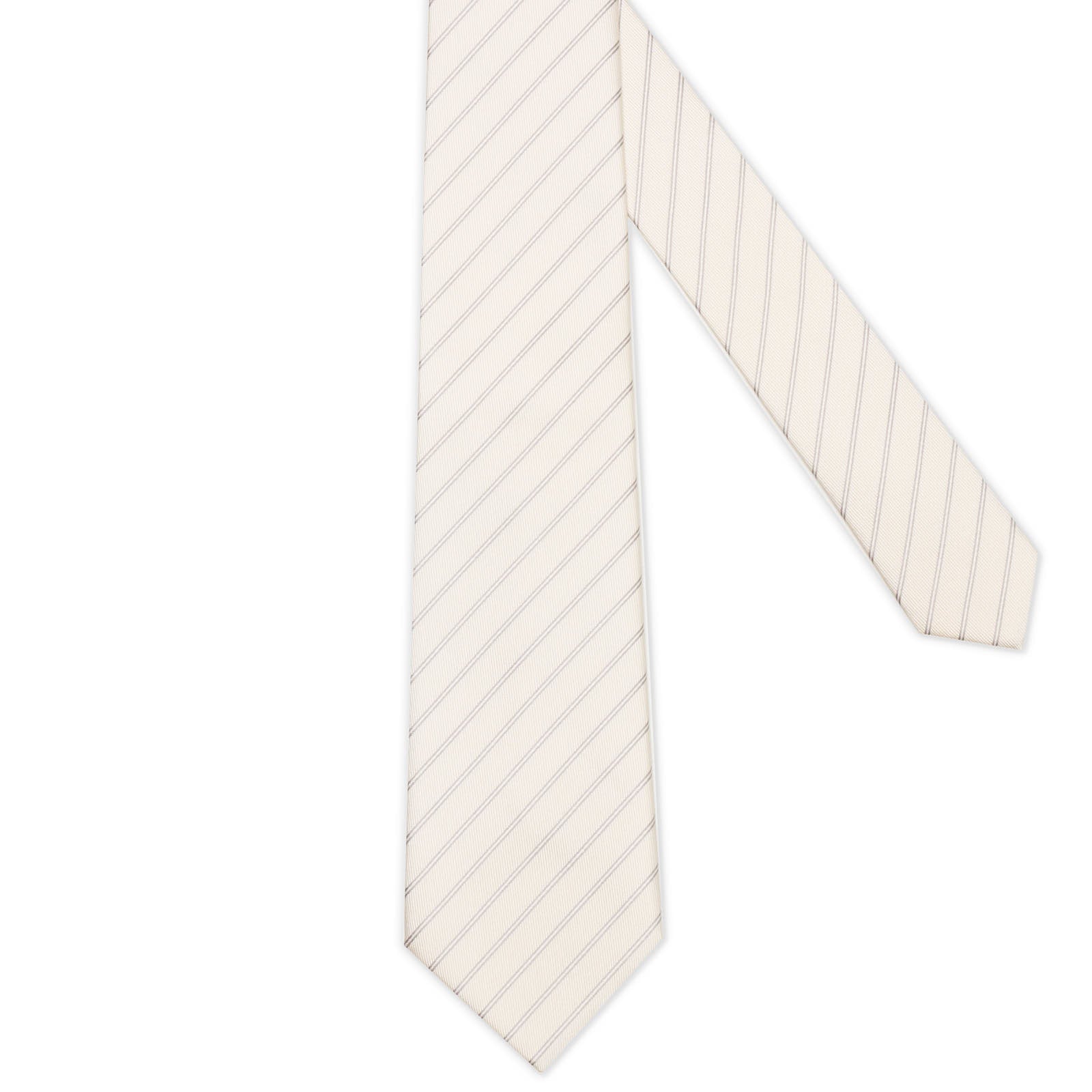 MATTABISCH Off White Diagonal Striped Silk Tie NEW