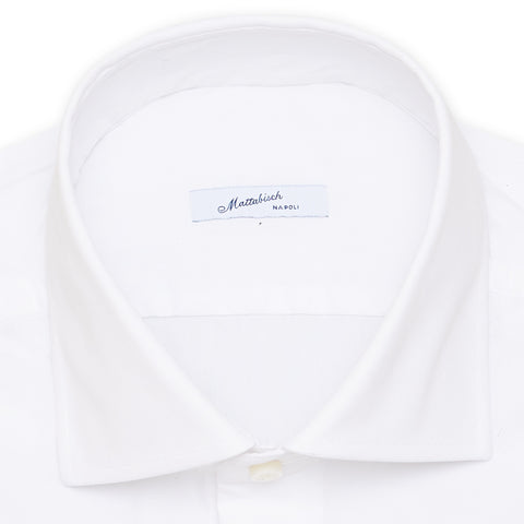 MATTABISCH by Kiton Handmade Solid White Dress Shirt 39 NEW 15.5 Skinny Fit