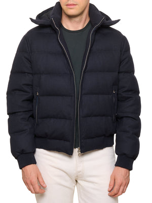 MAURO BLASI Napoli Blue Wool Hooded Puffer Down Jacket M NEW 50