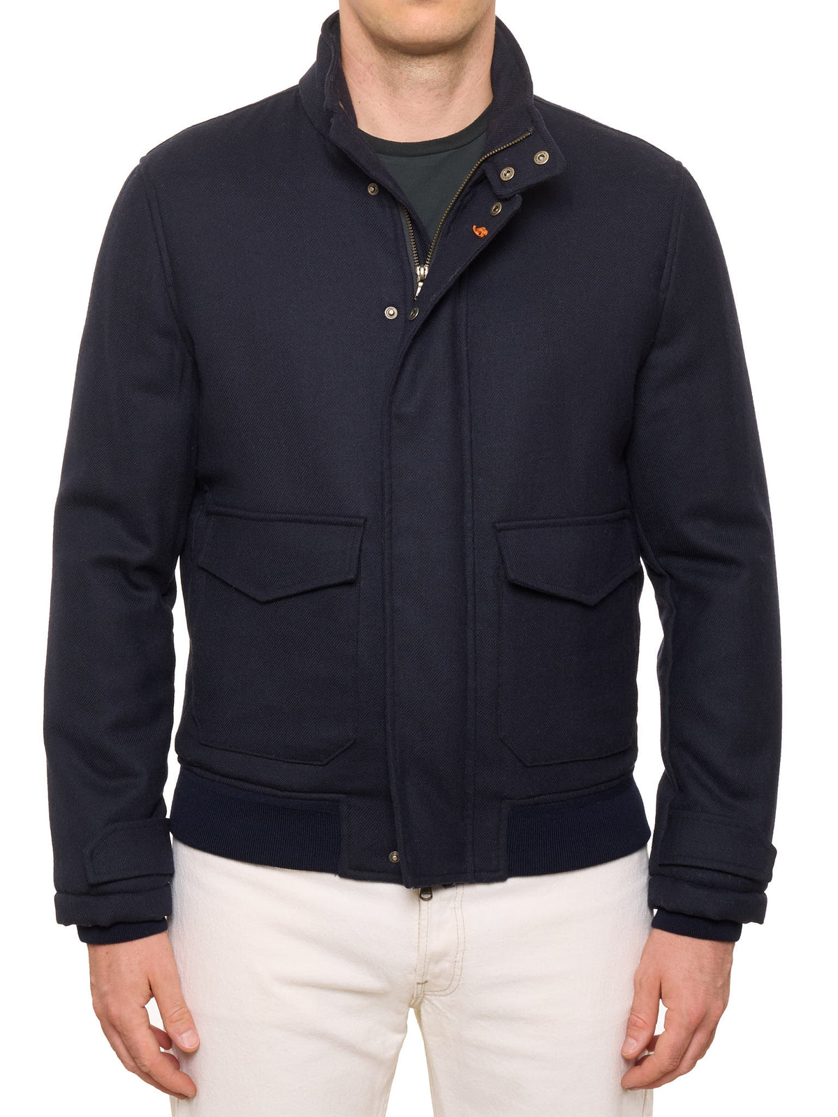 MAURO BLASI Napoli Navy Blue Wool Bomber Jacket M NEW 50