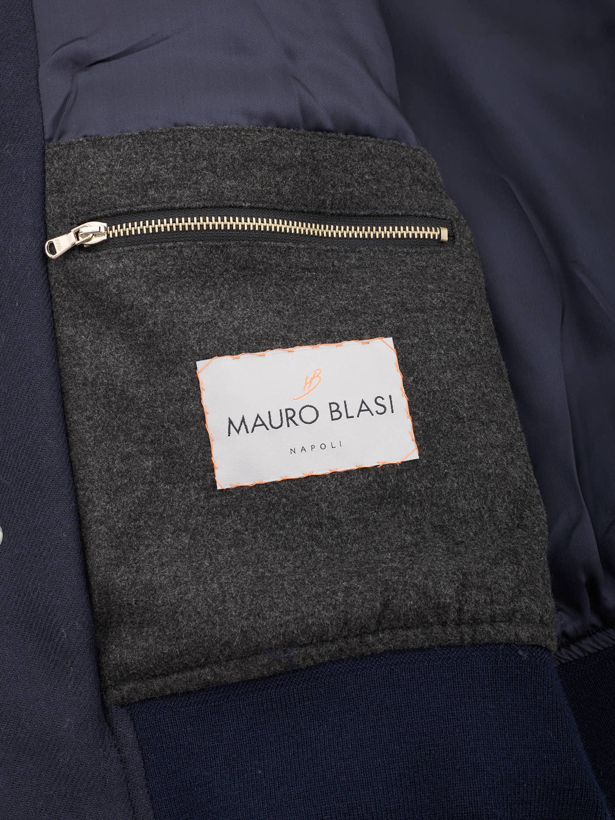 MAURO BLASI Napoli Navy Blue Wool Bomber Jacket M NEW 50