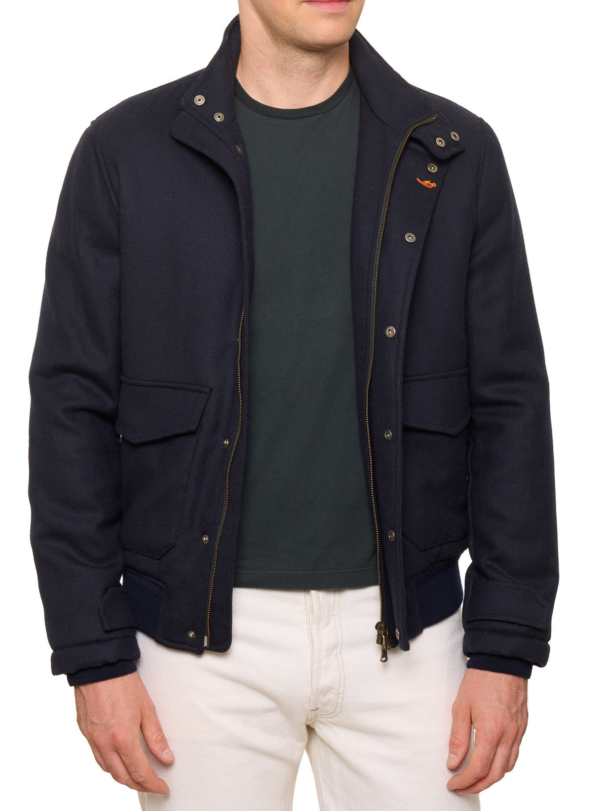 MAURO BLASI Napoli Navy Blue Wool Bomber Jacket M NEW 50