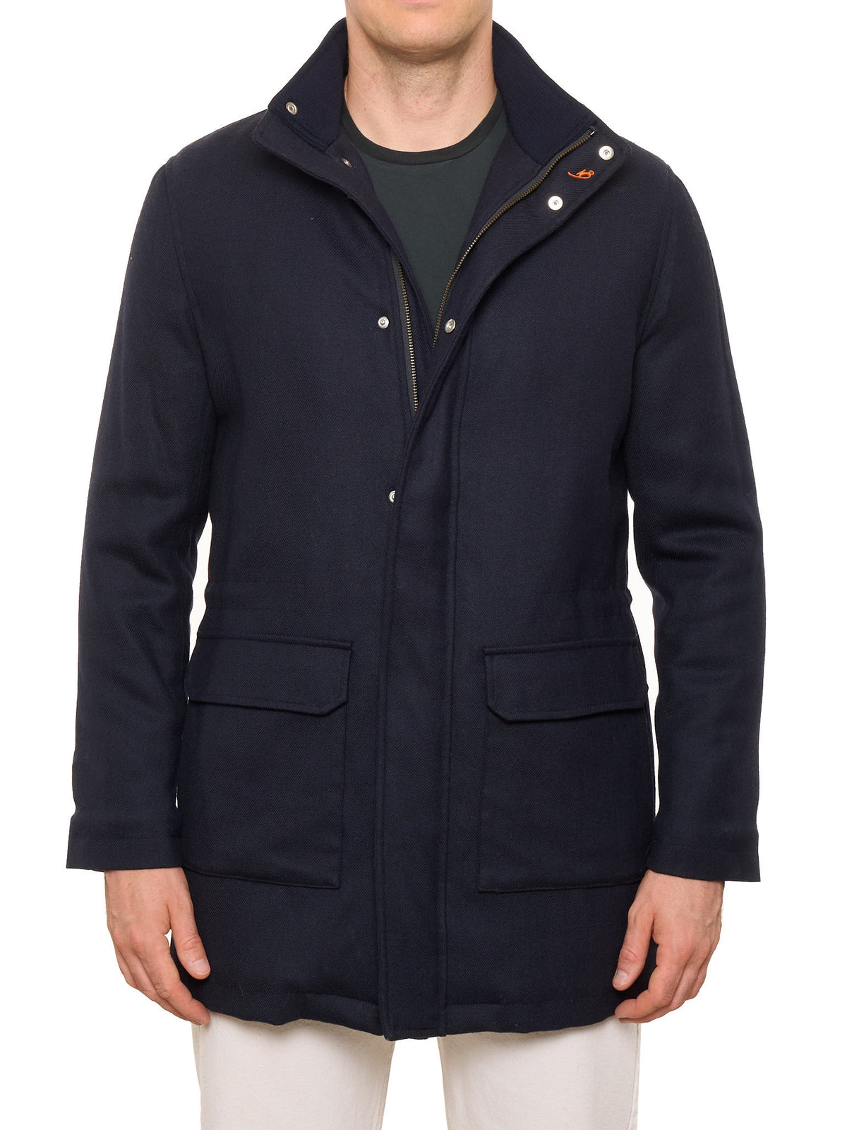 MAURO BLASI Napoli Navy Blue Wool Insulated Long Jacket M NEW 50