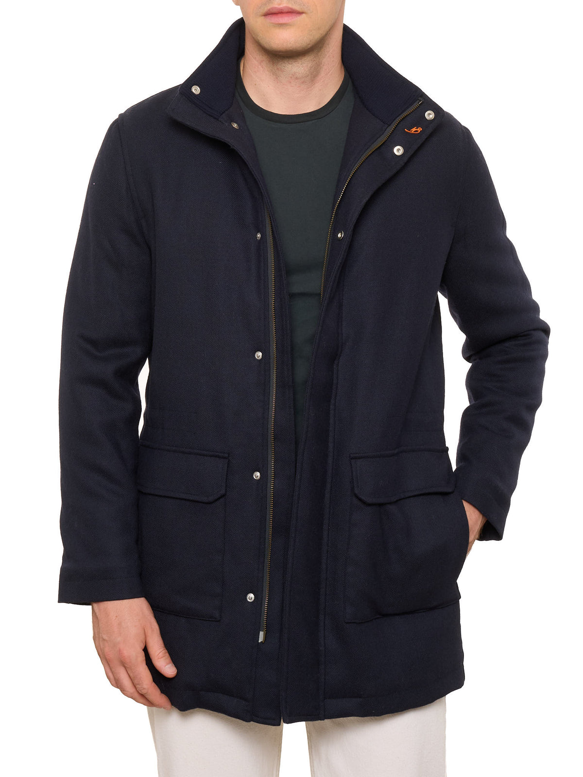 MAURO BLASI Napoli Navy Blue Wool Insulated Long Jacket M NEW 50