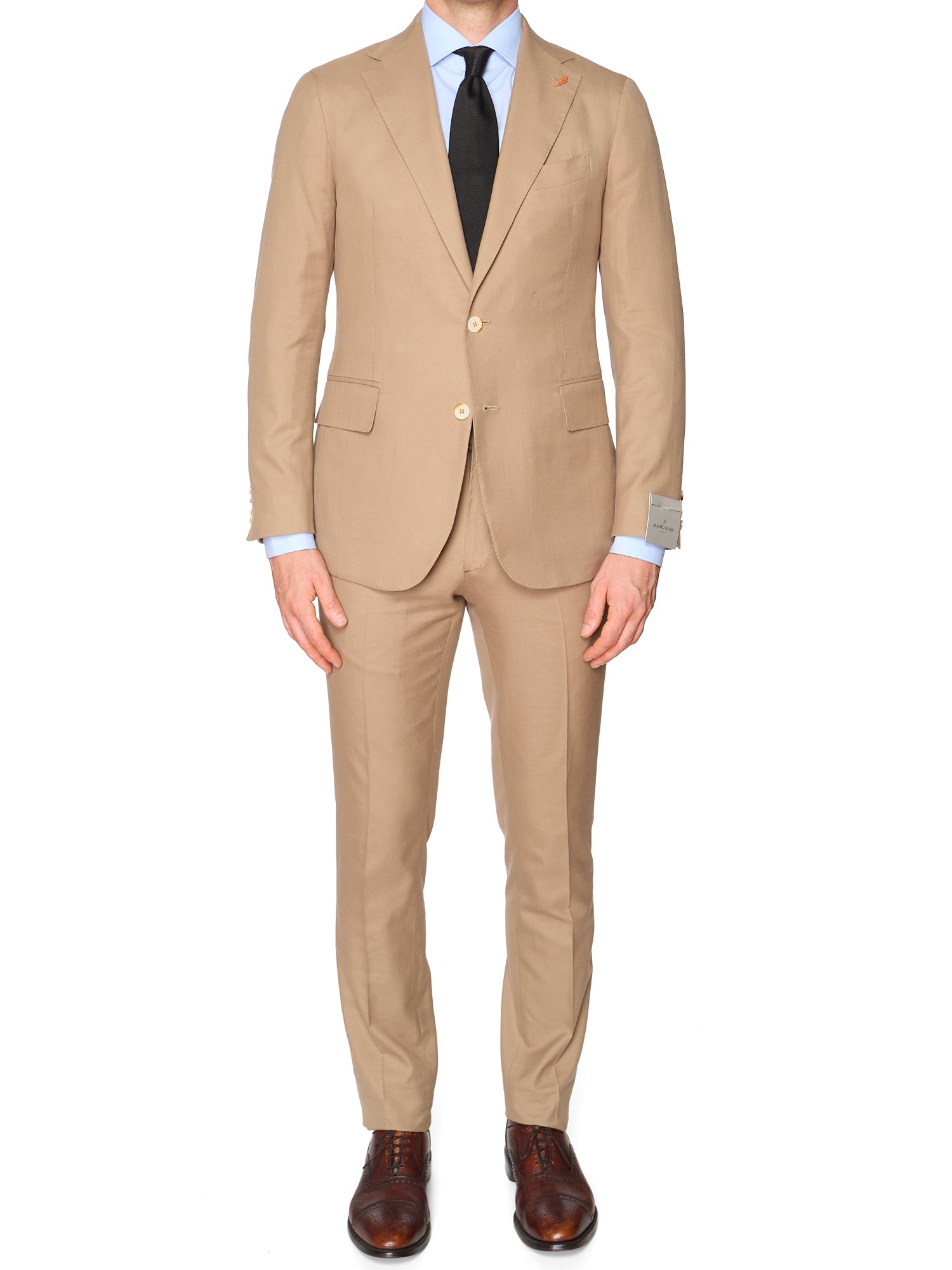 MAURO BLASI Napoli Tan Wool-Silk-Cotton Twill Suit