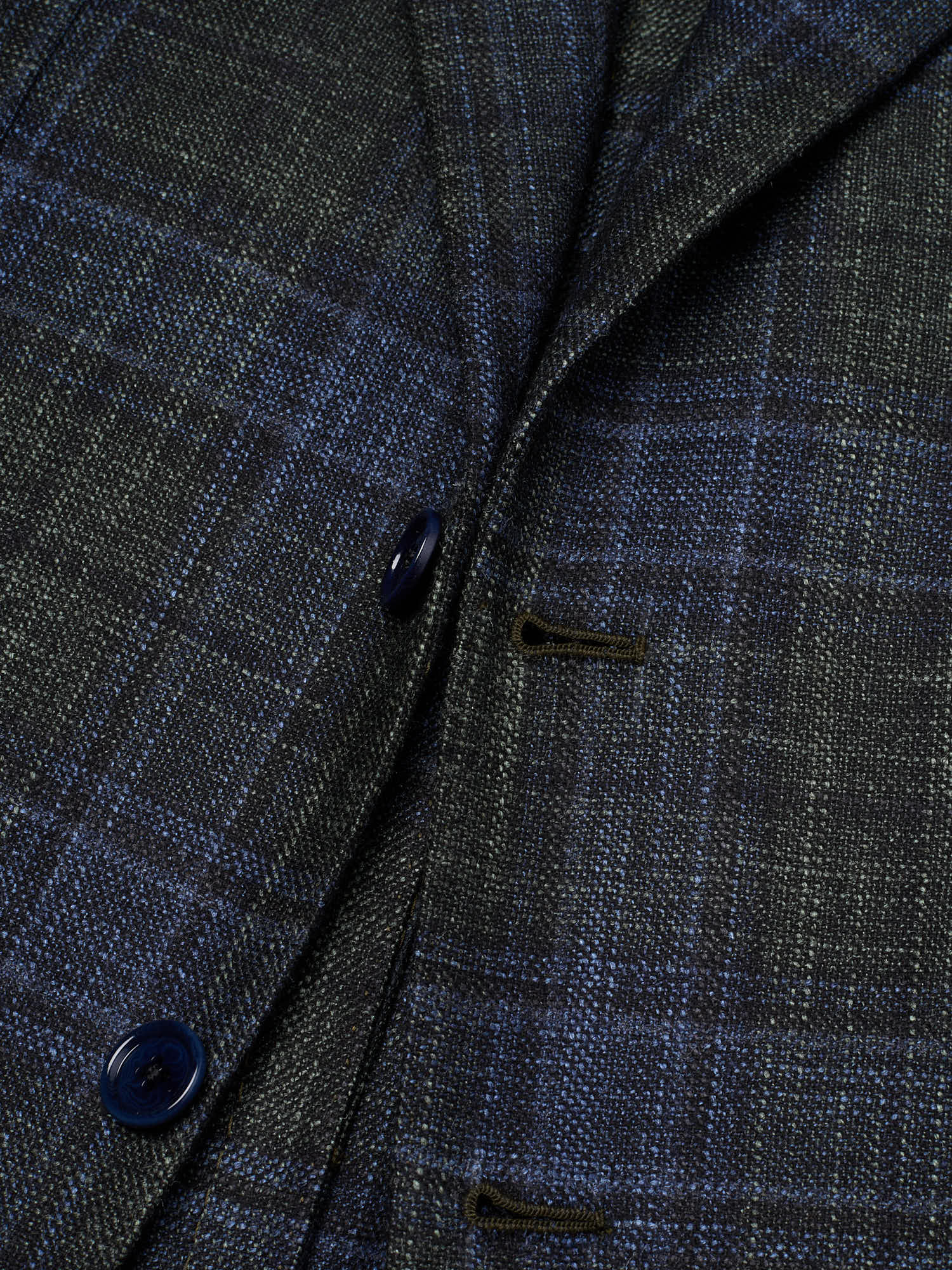 MAURO BLASI Napoli Dark Green Plaid Wool-Silk-Cashmere Blazer Jacket